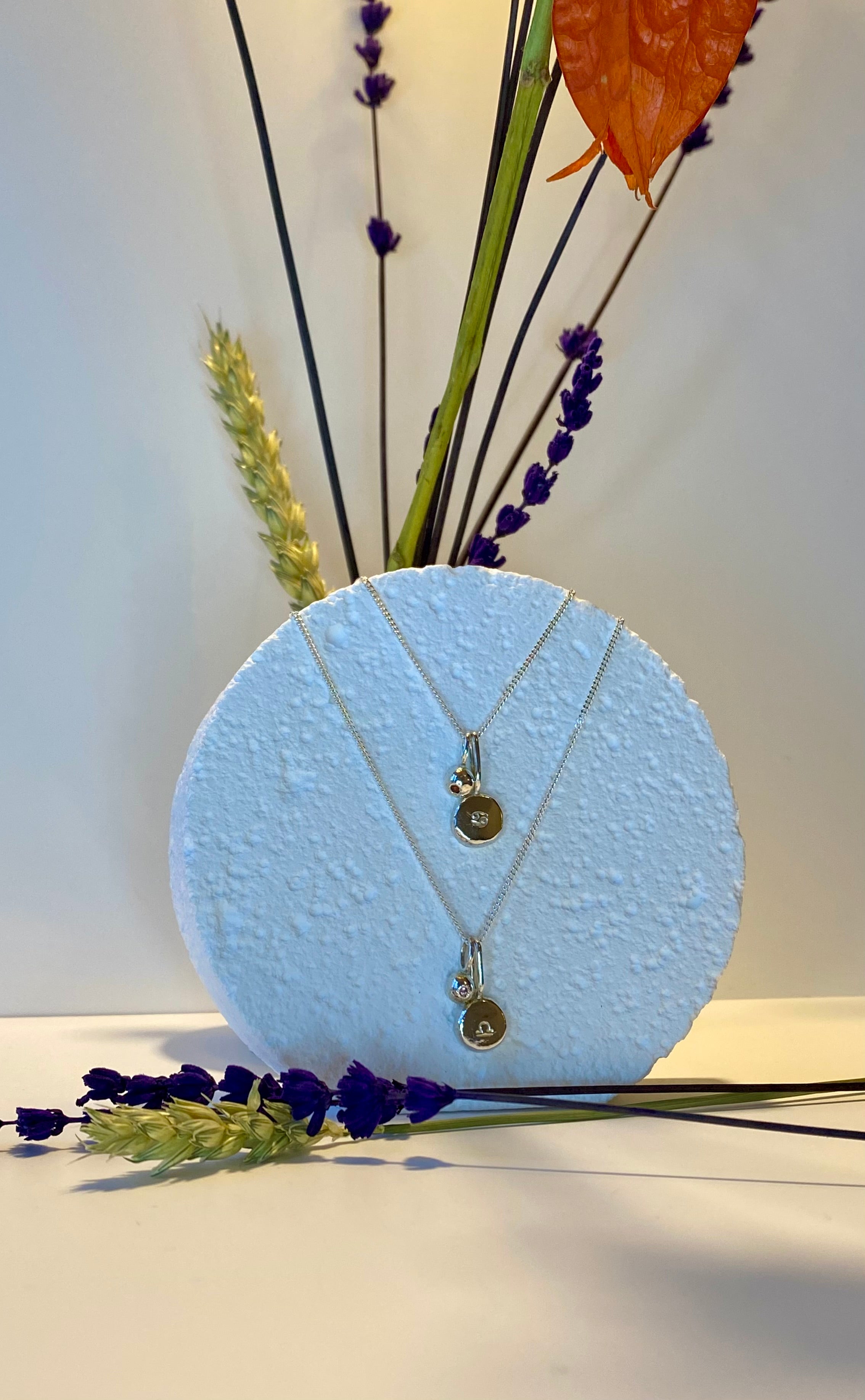 Coriandoli charm necklace with hand stamped initials/ date/ zodiac sign