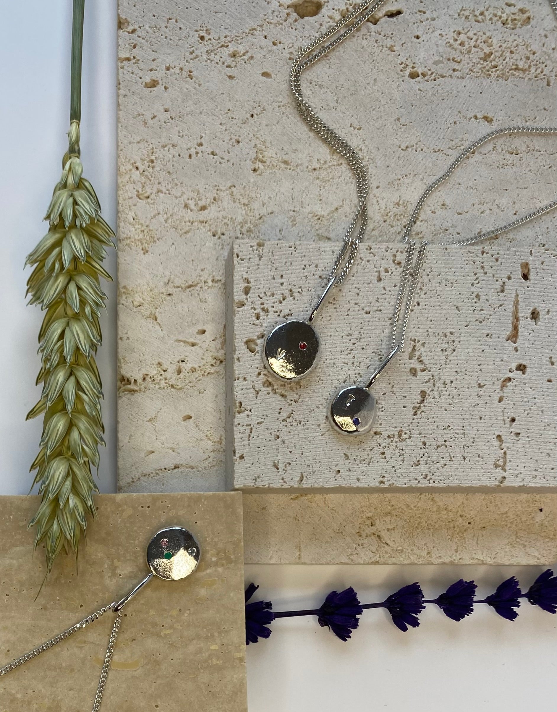 Coriandoli charm necklace with hand stamped initials/ date/ zodiac sign