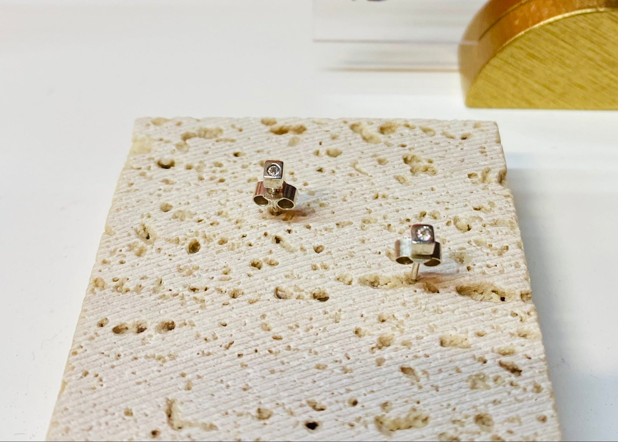 Mini square studs with birthstones