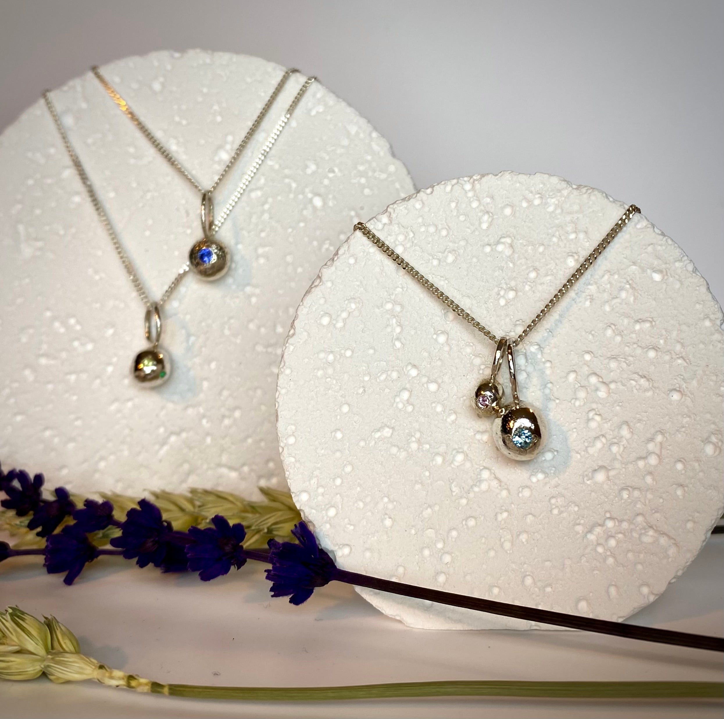 1- organic pepita charm necklace 2- Textured pepita charm necklace 3- Two organic pepitas charms necklace