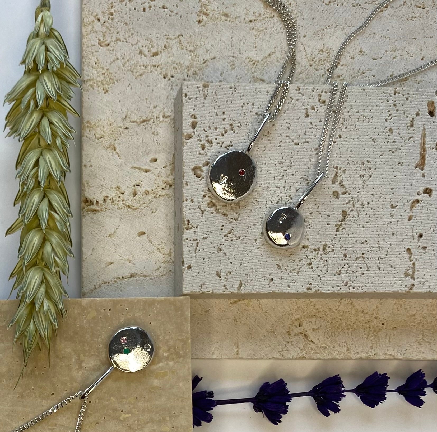 Coriandoli initials & birthstones charm necklace