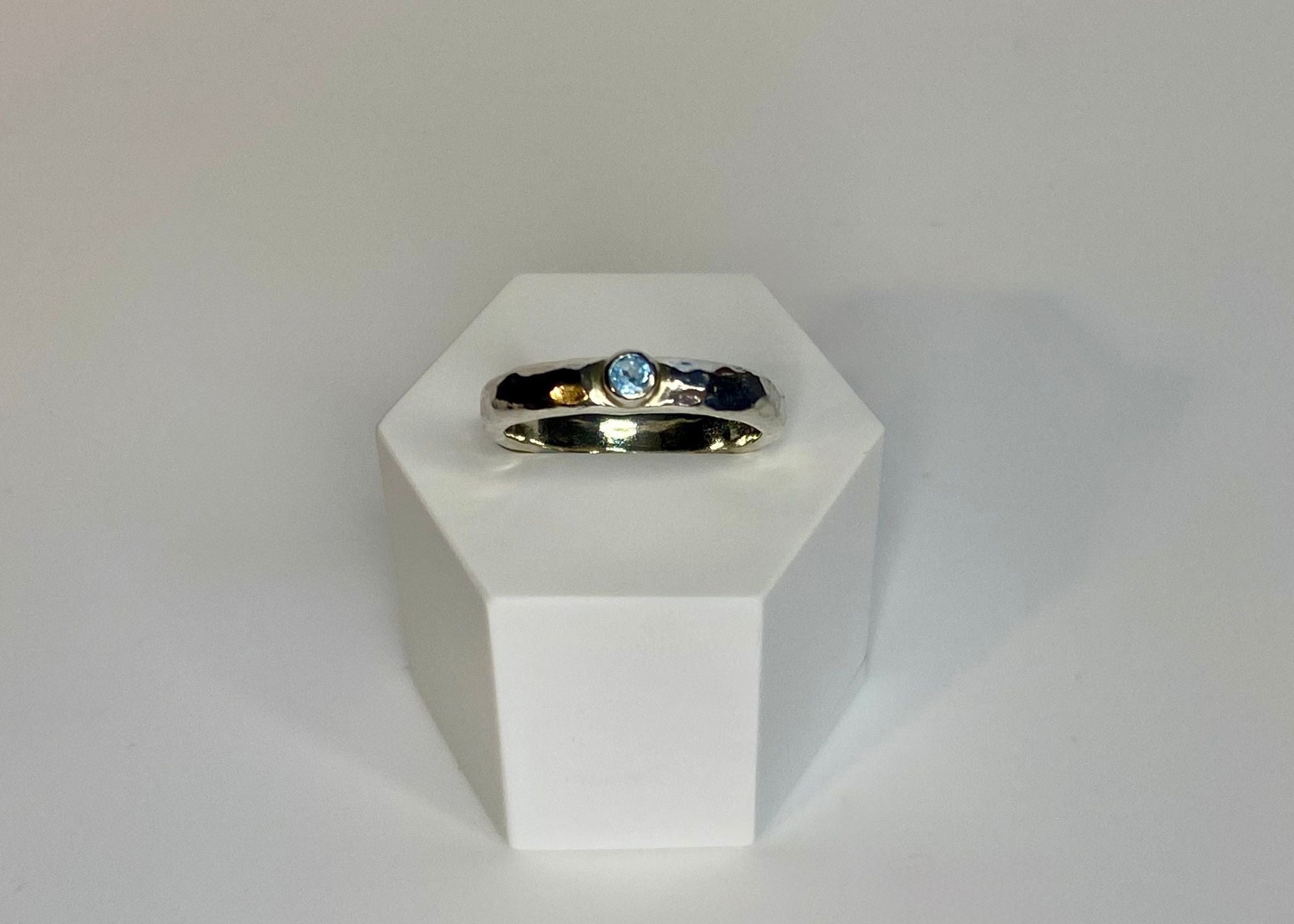 D-shaped ring with birthstone