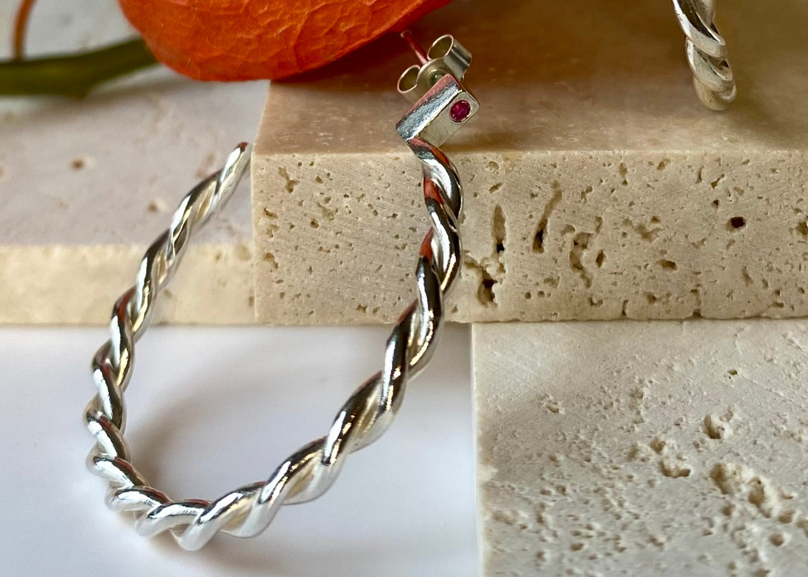 Entwined Hoops With Birthstone
