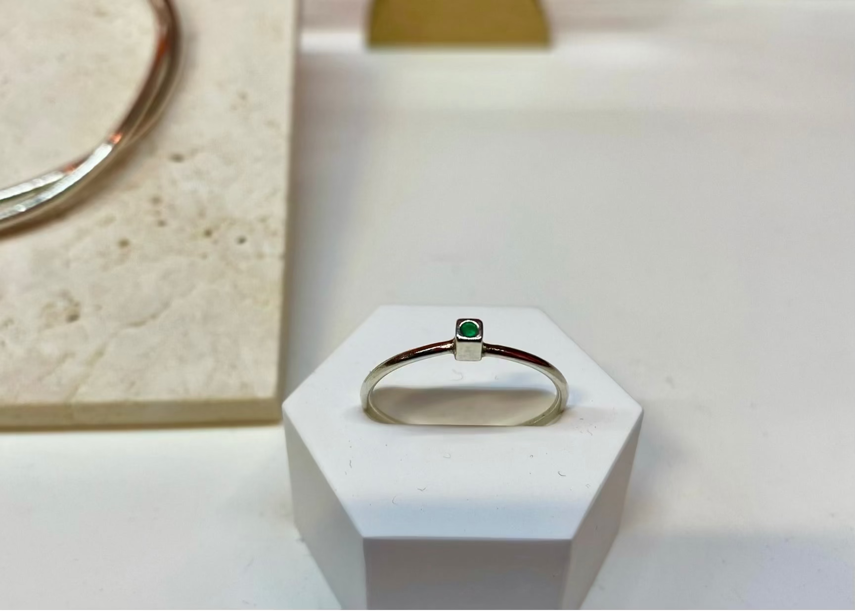 Mini square birthstone ring