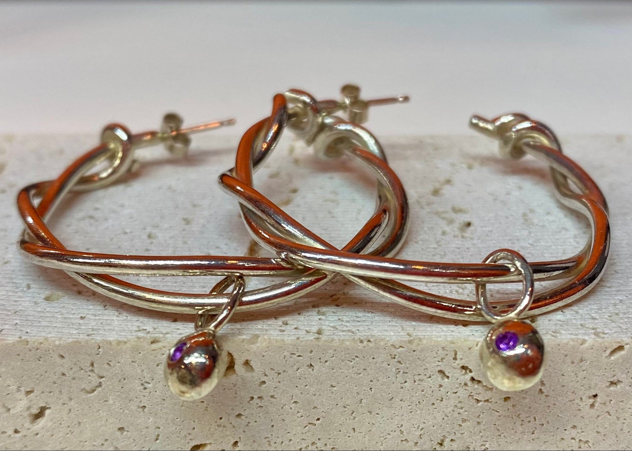 Our roots hoops with birthstone pepita