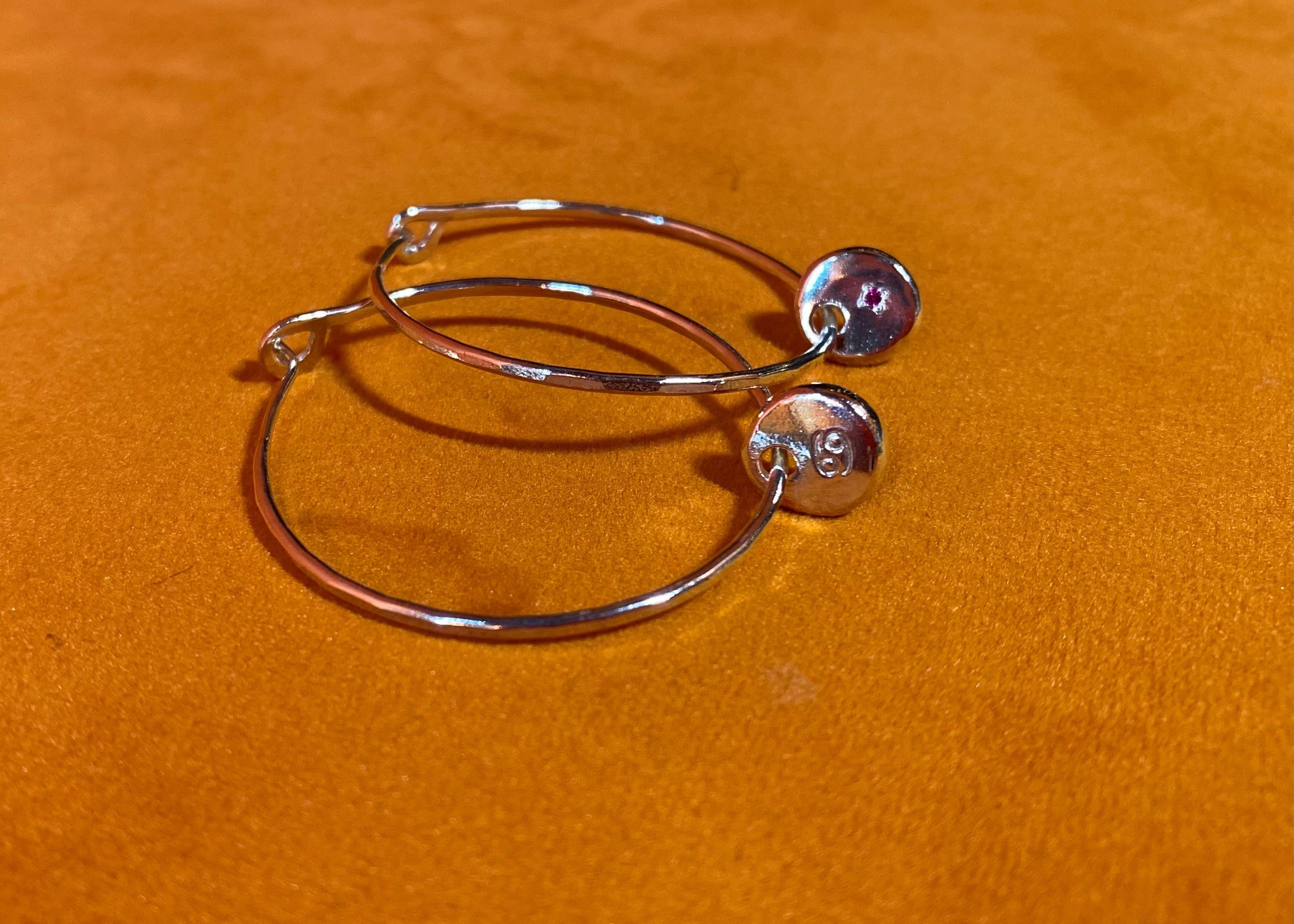 Infinity hoops with Coriandoli charm and birthstone