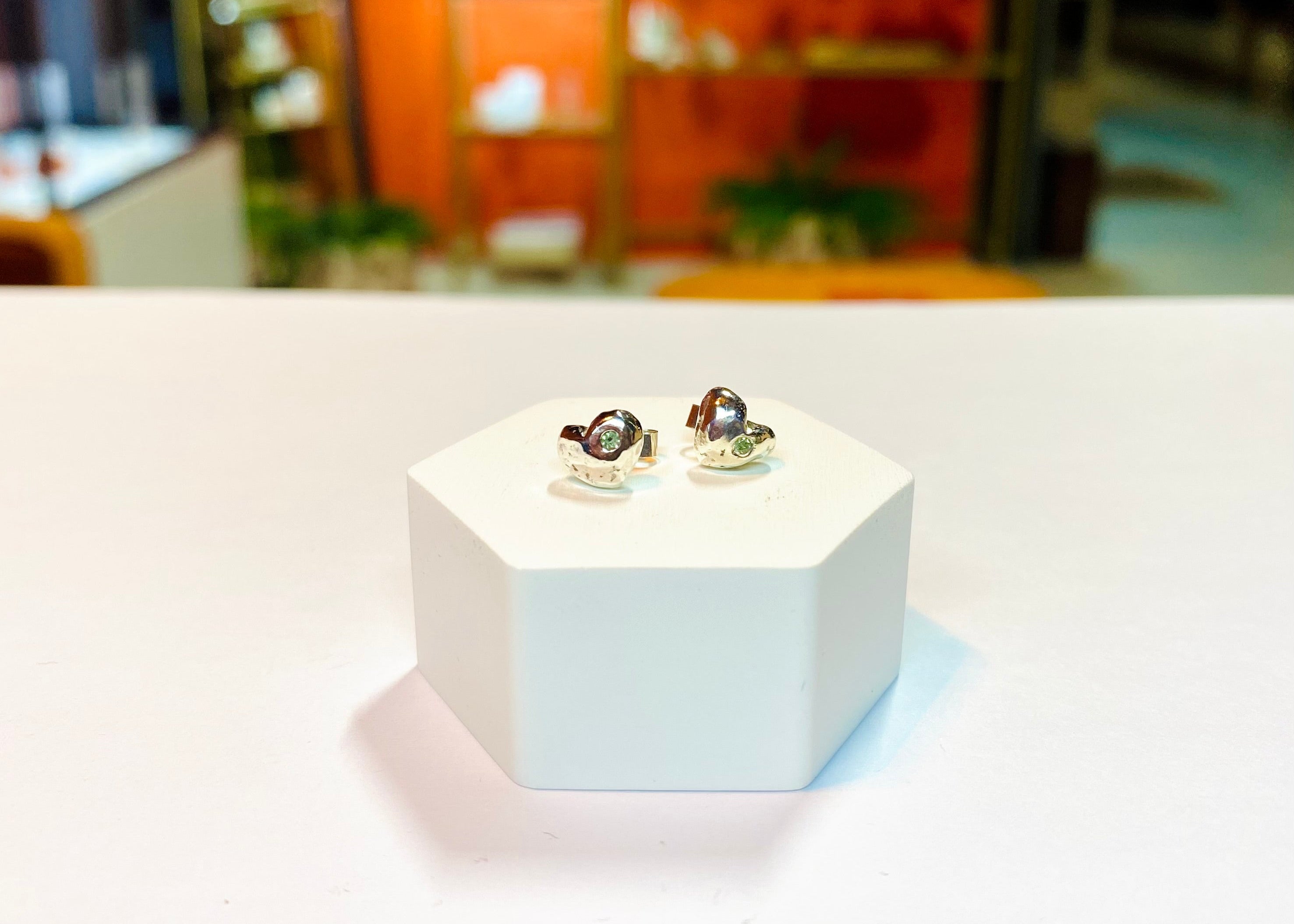 Molten heart studs with birthstone