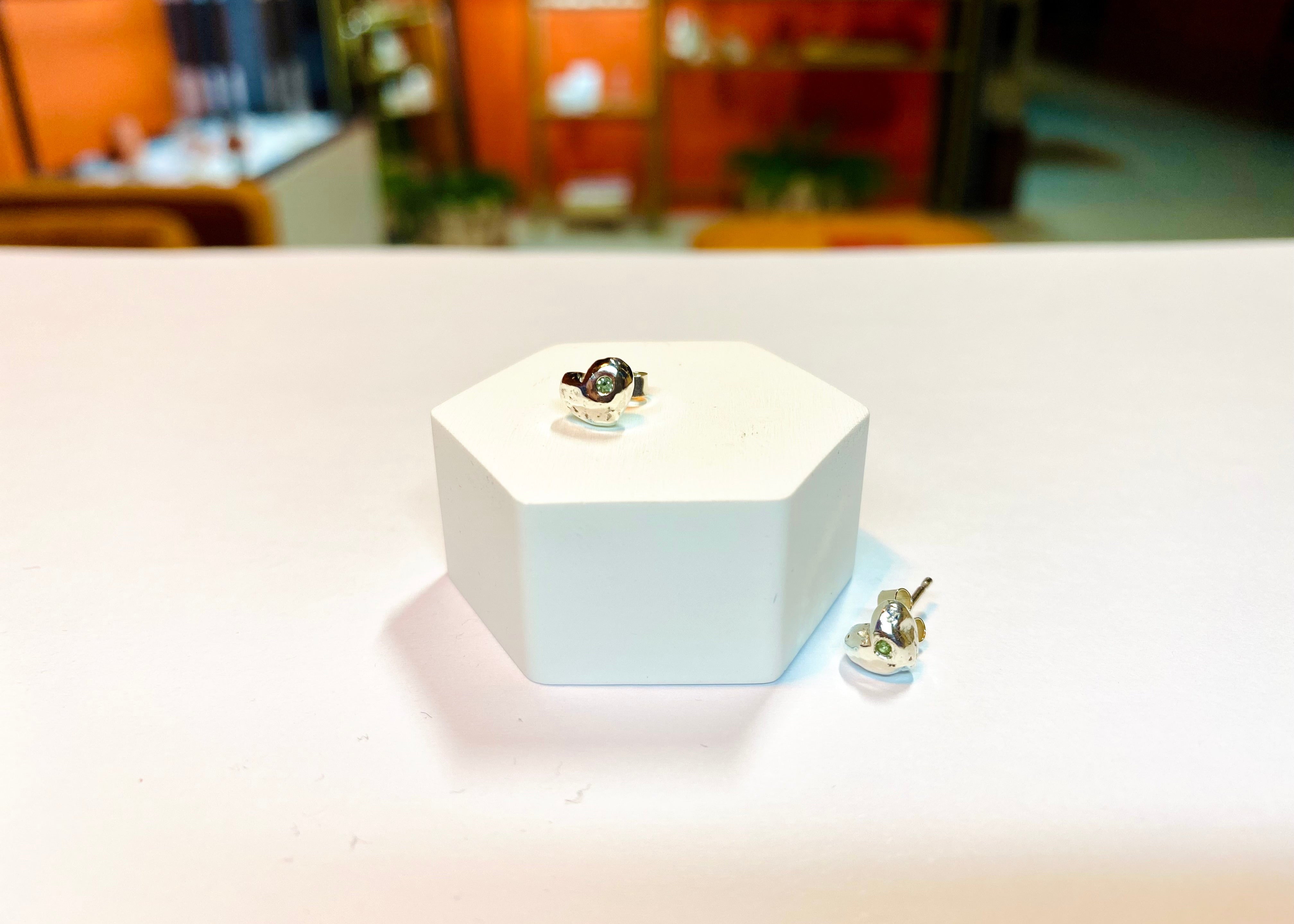 Molten heart studs with birthstone