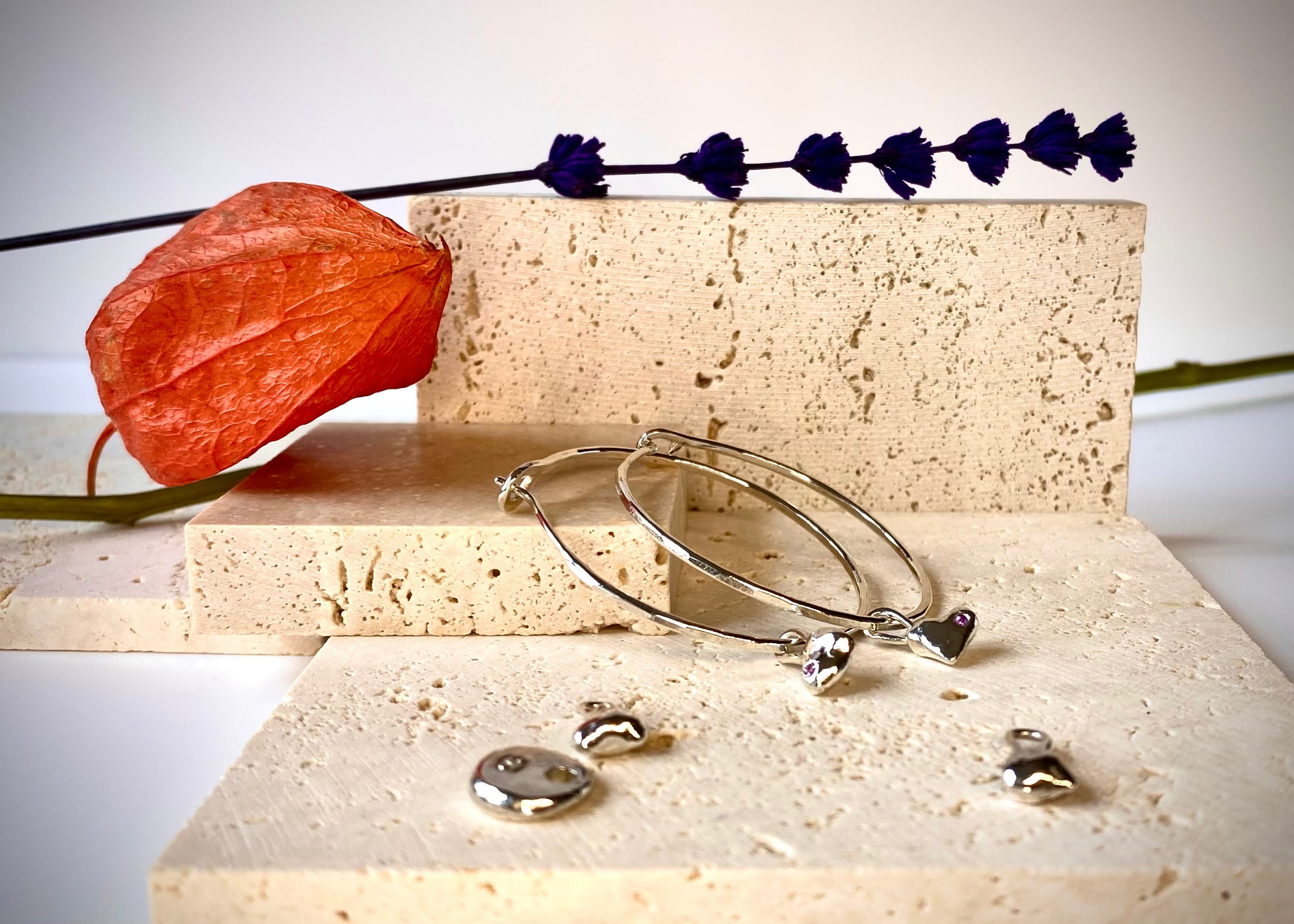 Infinity hoops with Molten Heart charm