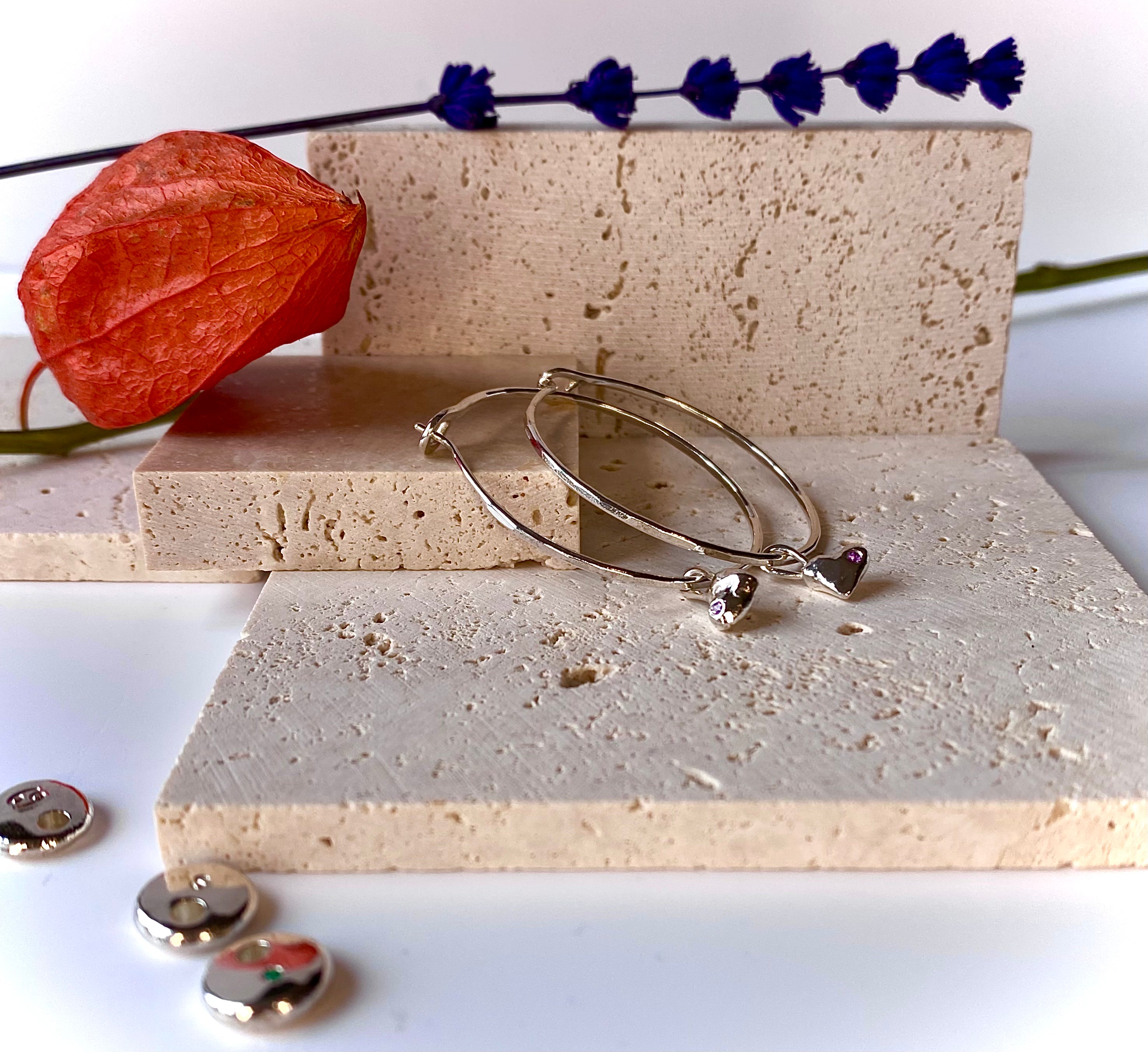 Infinity hoops with Molten Heart charm