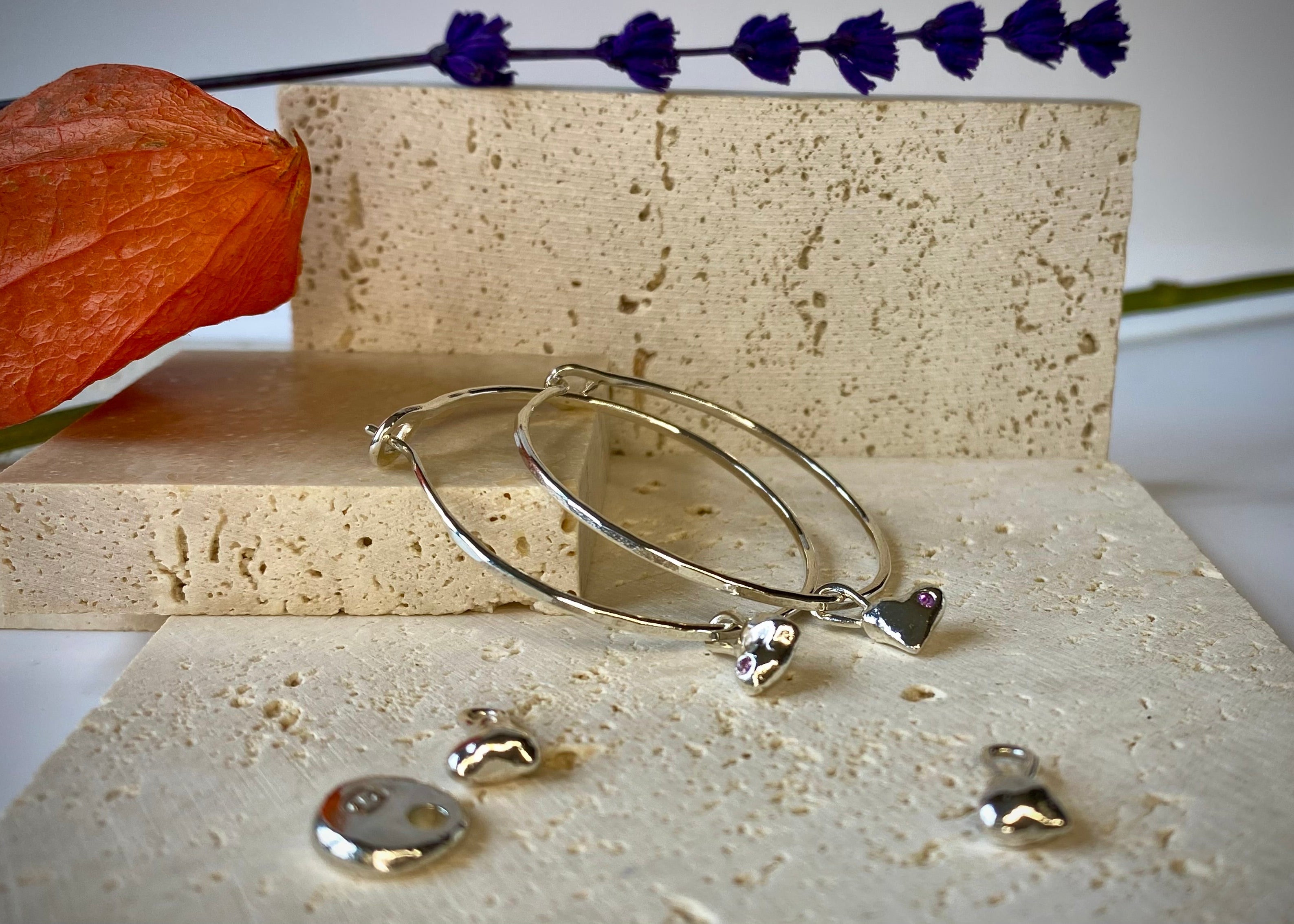 Infinity hoops with Molten Heart charm