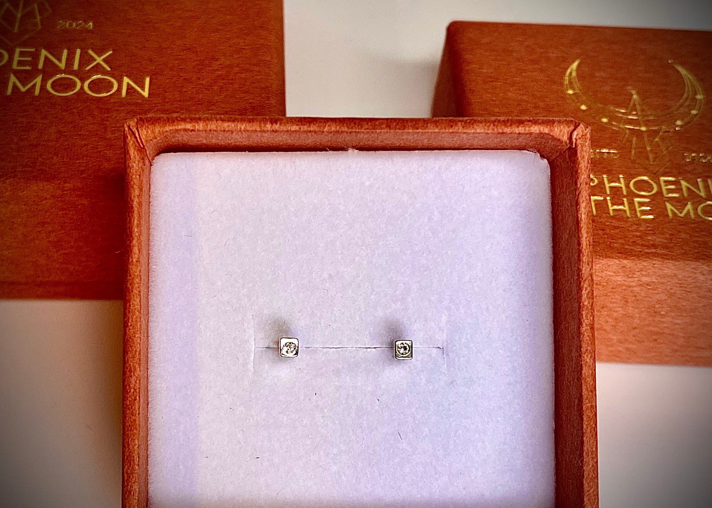 Mini square studs with birthstones