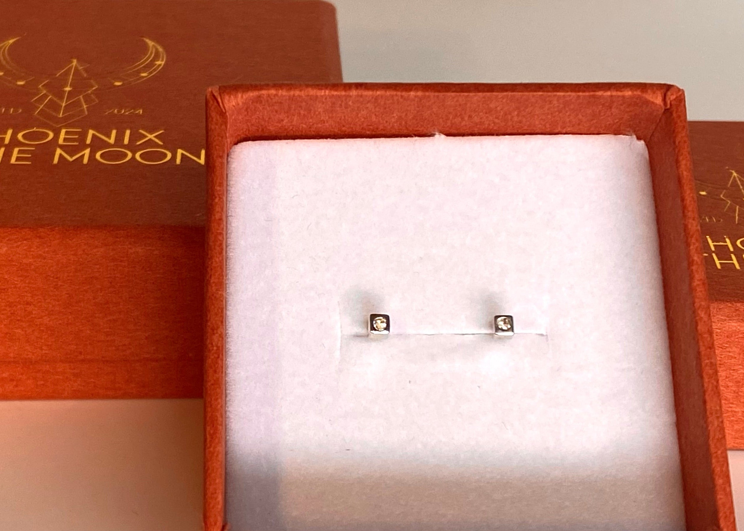 Mini square studs with birthstones