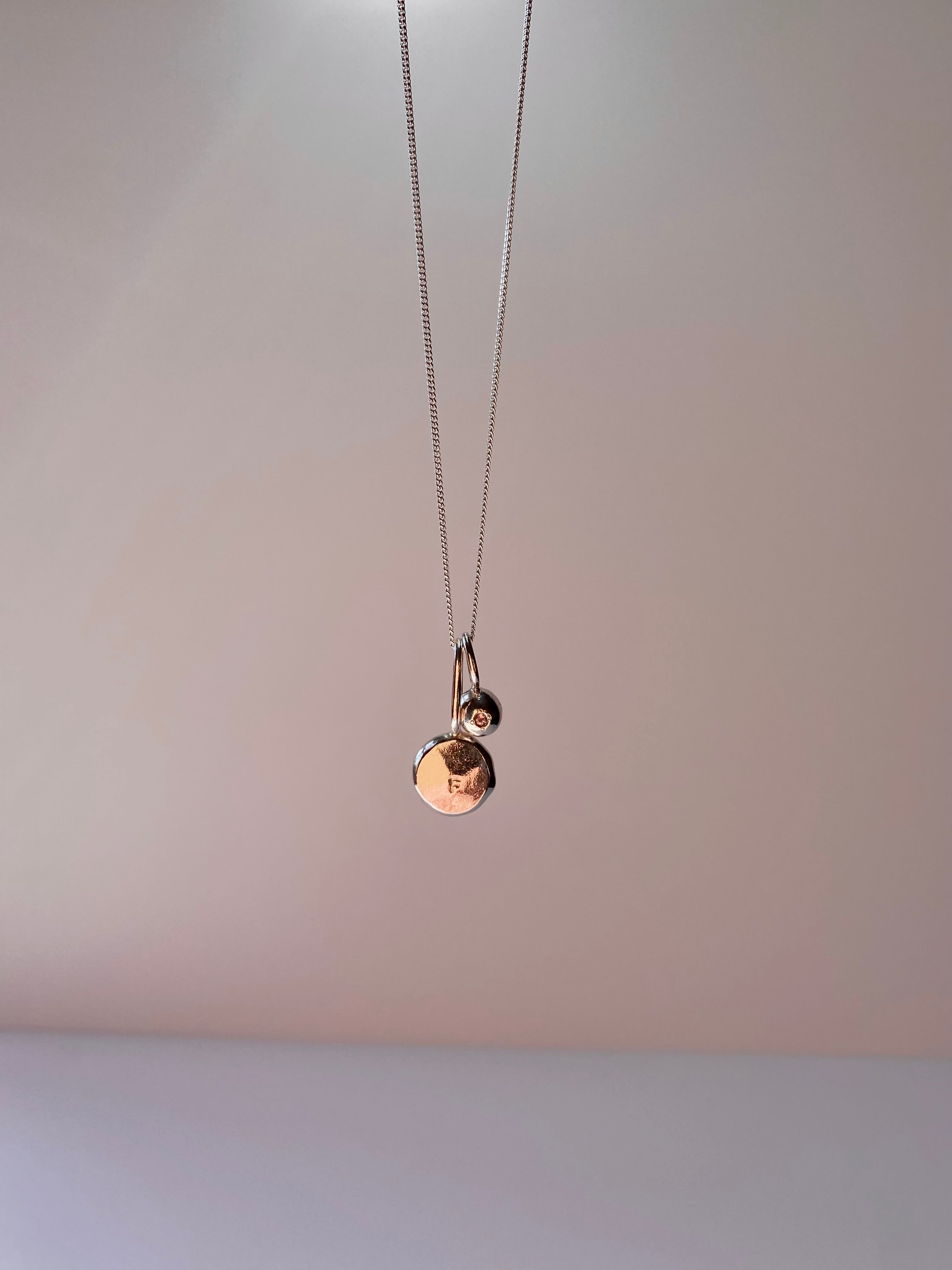 Coriandoli Charm with hand stamped Initial/Date/Zodiac sign & Petite Organic Pepita Charm with Birthstone