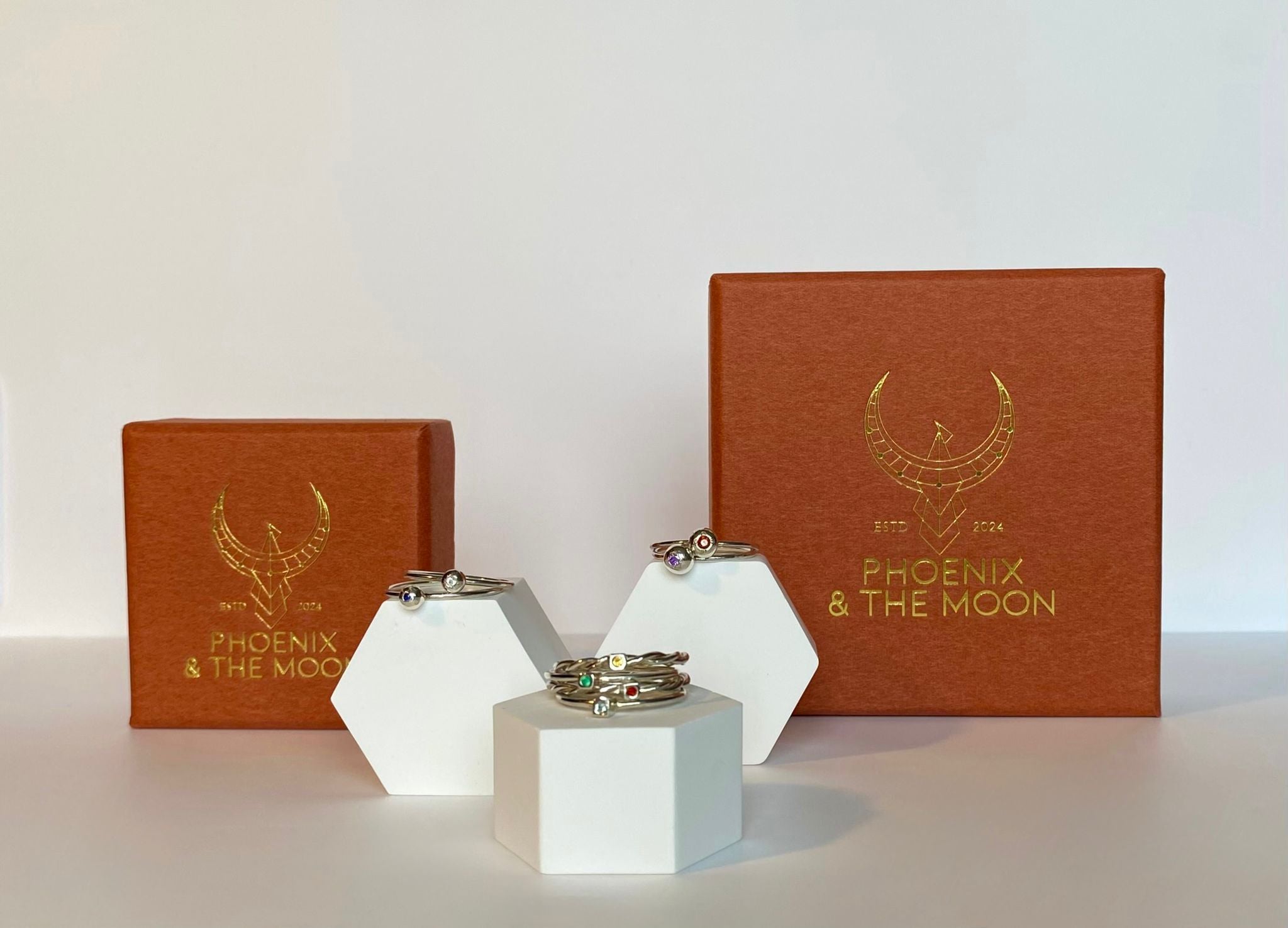 Mini square ring with birthstone