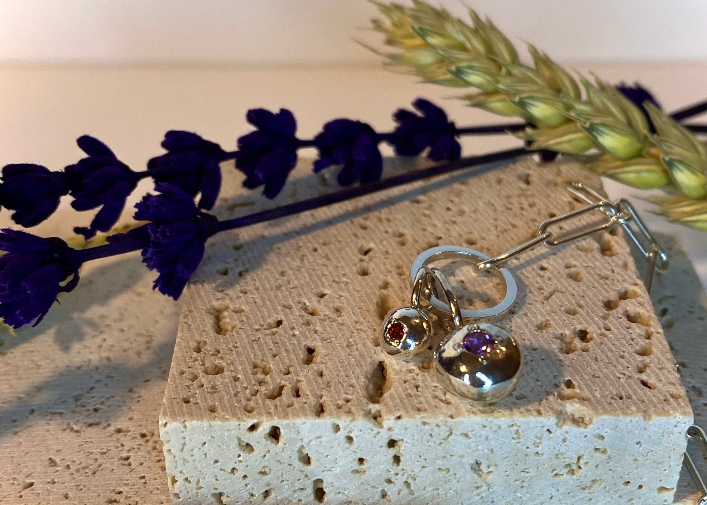 T-bar bracelet with organic Pepita charms