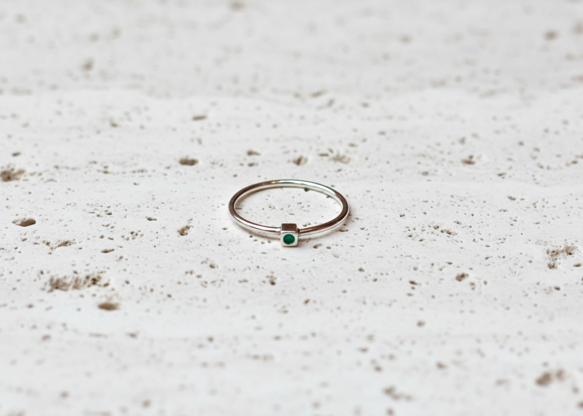 Minima square birthstone ring