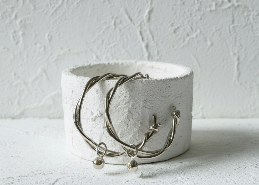 Our roots hoops with birthstone pepita