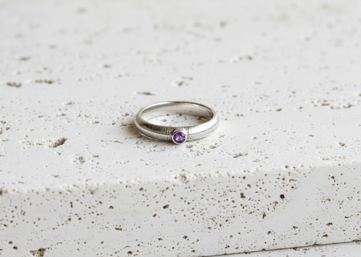 D-shaped Birthstone Ring