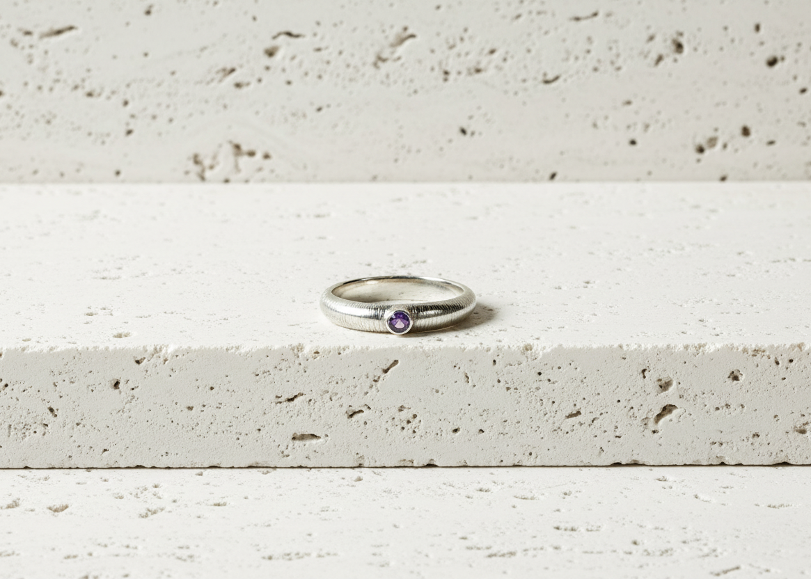 D-shaped Birthstone Ring