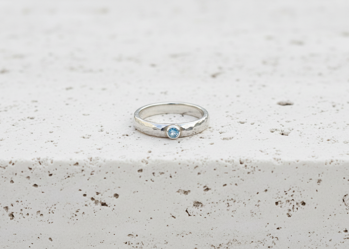 D-shaped Birthstone Ring