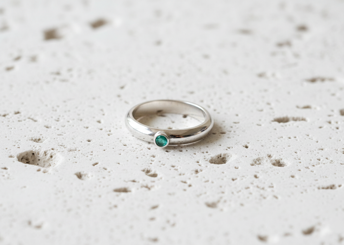 D-shaped Birthstone Ring