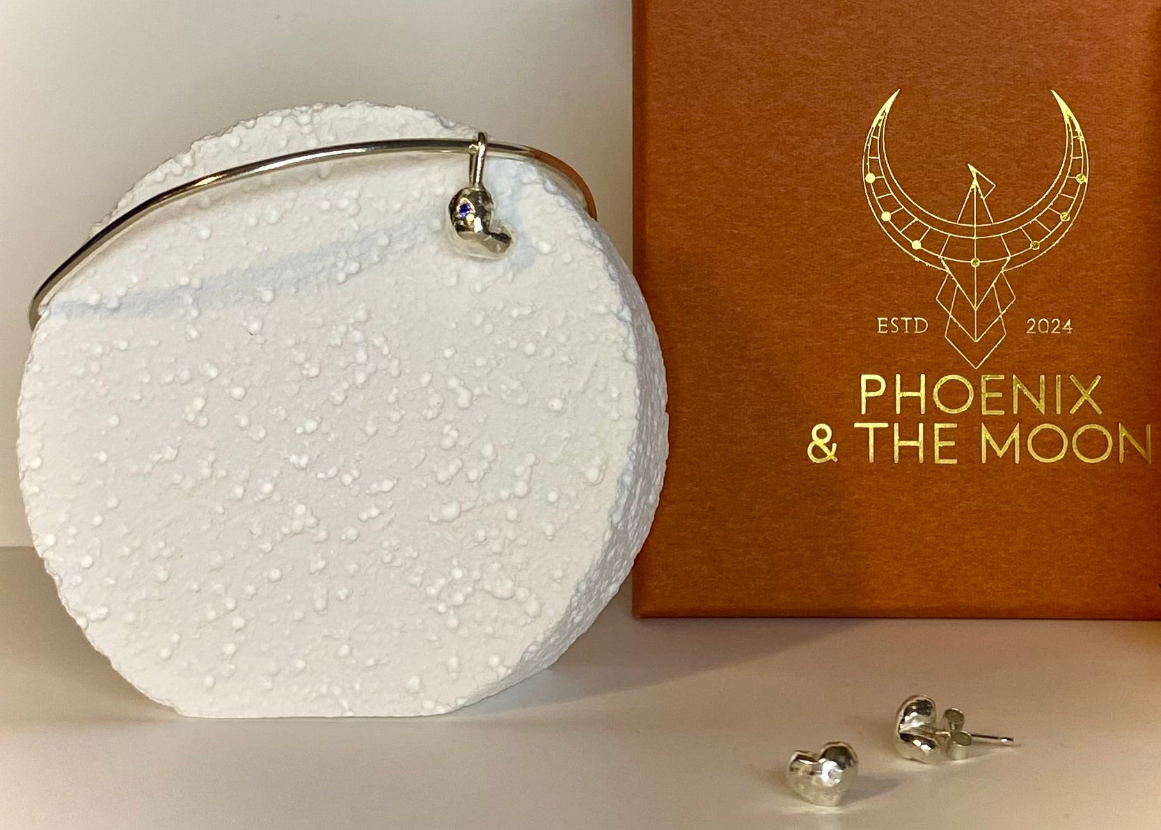 The molten heart charm organic bangle with birthstone