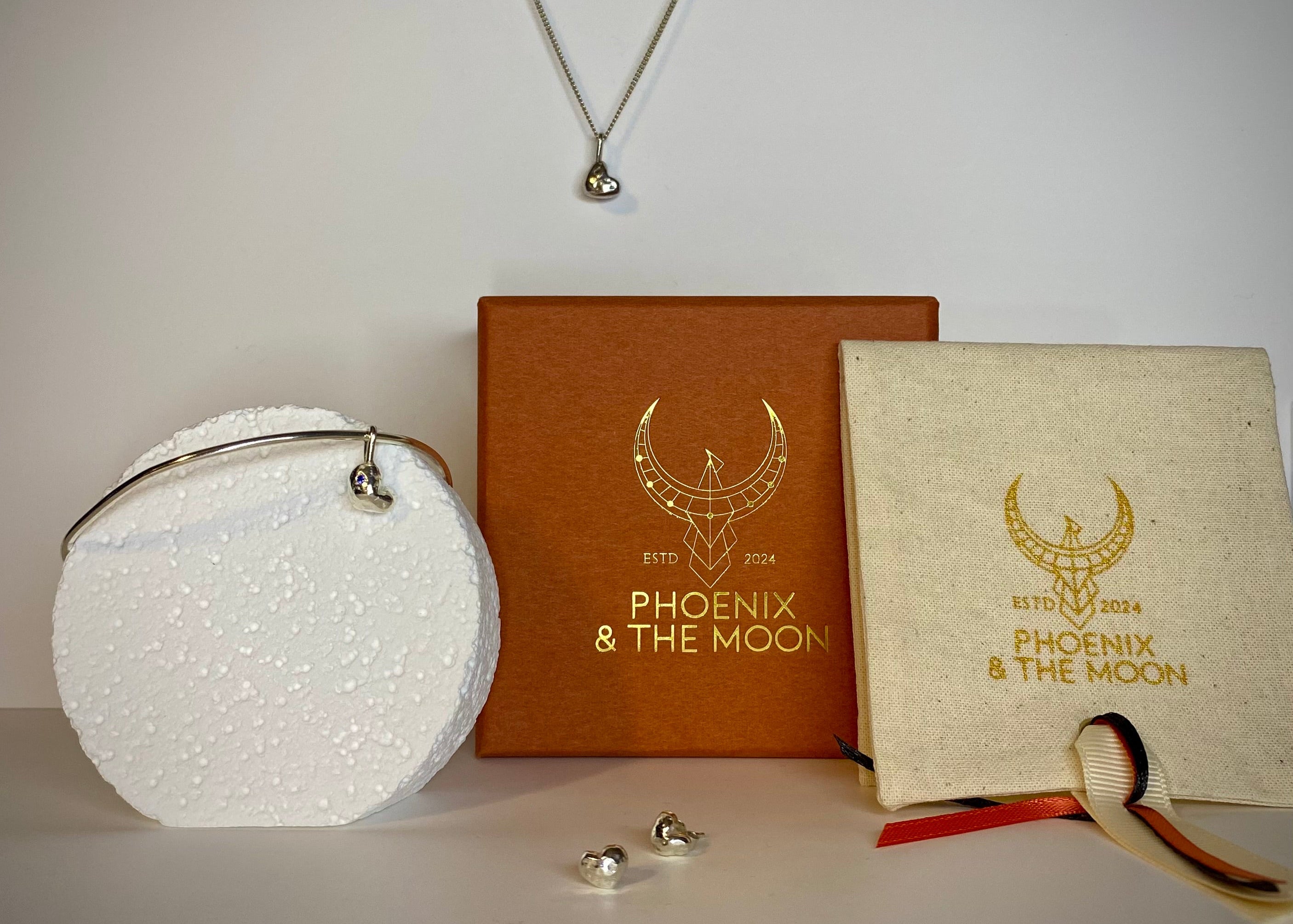 The molten heart charm organic bangle with birthstone