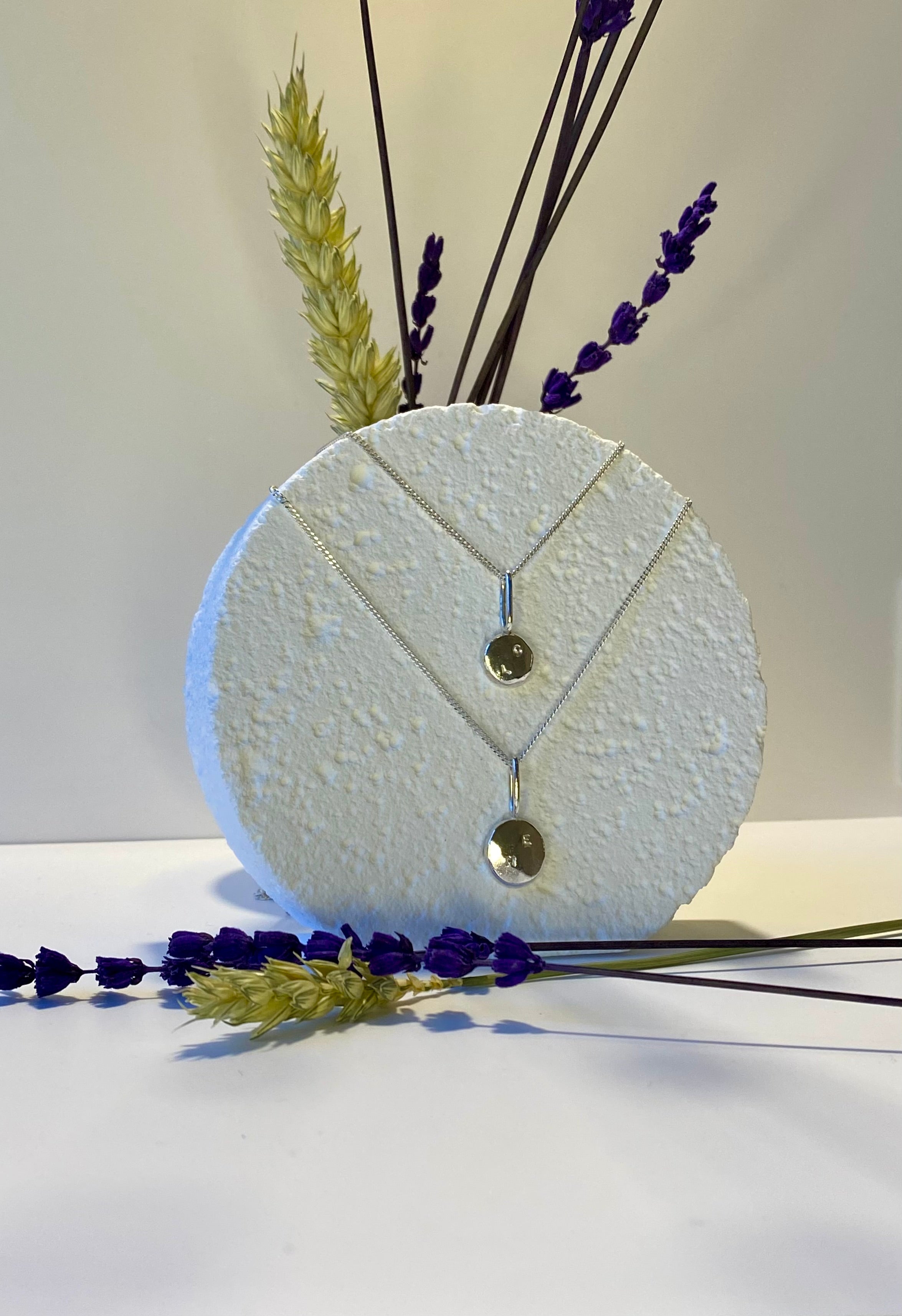 Coriandoli charm necklace with hand stamped initials/ date/ zodiac sign