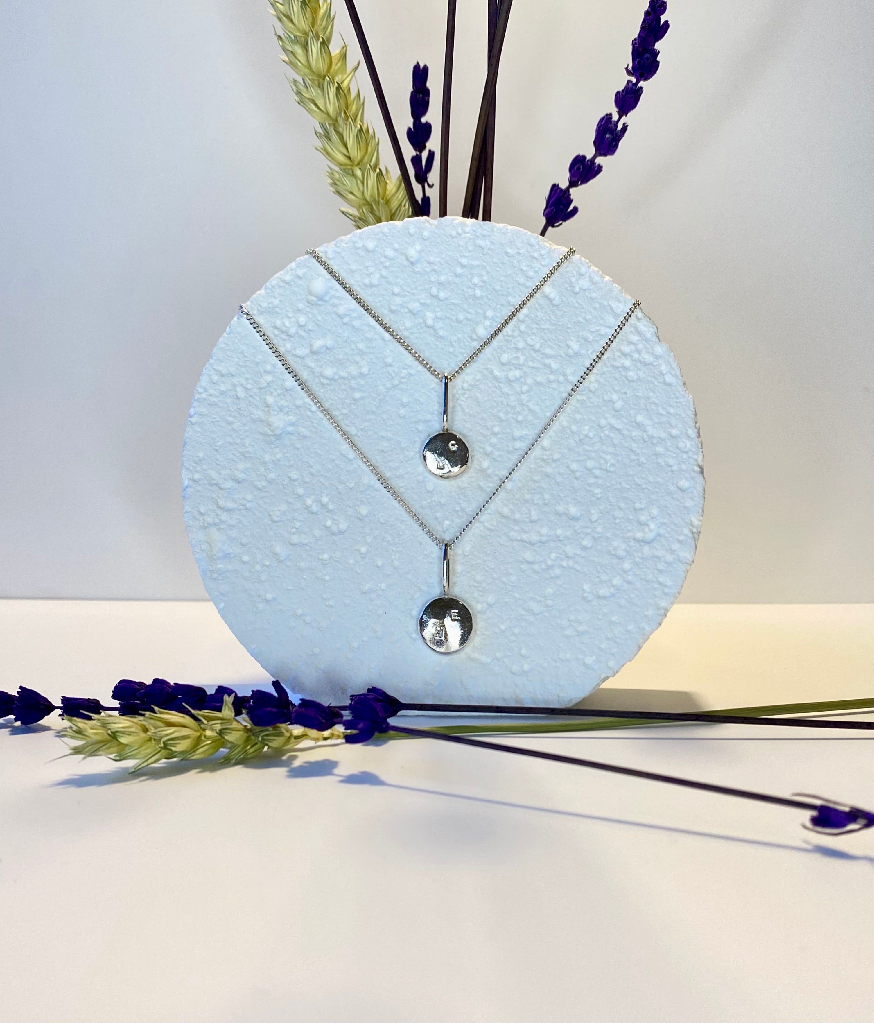 Coriandoli charm necklace with hand stamped initials/ date/ zodiac sign