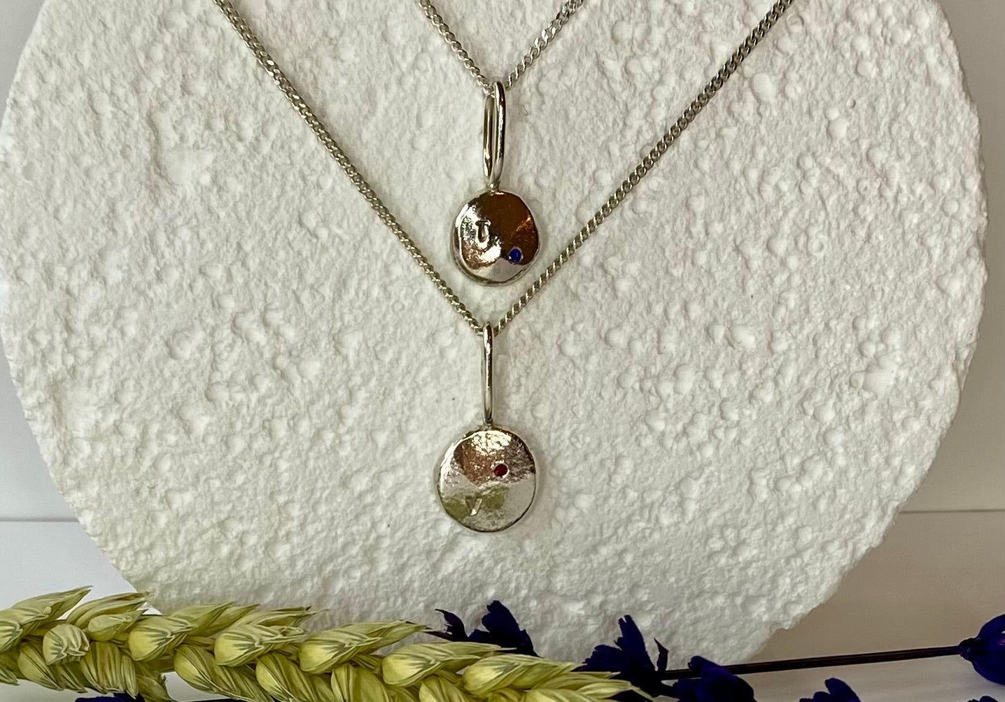 Coriandoli charm necklace with hand stamped initials/ date/ zodiac sign