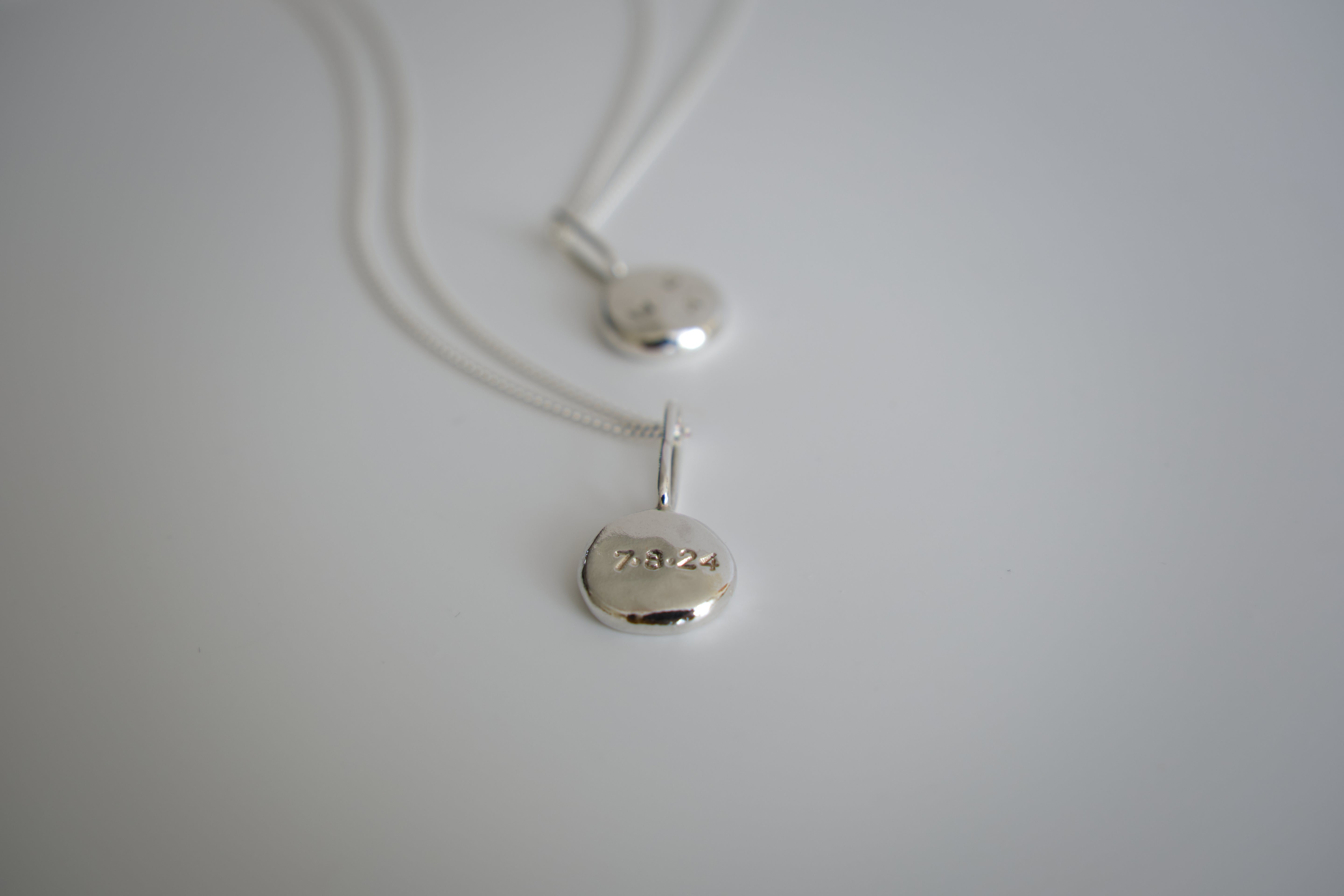 Coriandoli charm necklace with hand stamped initials/ date/ zodiac sign
