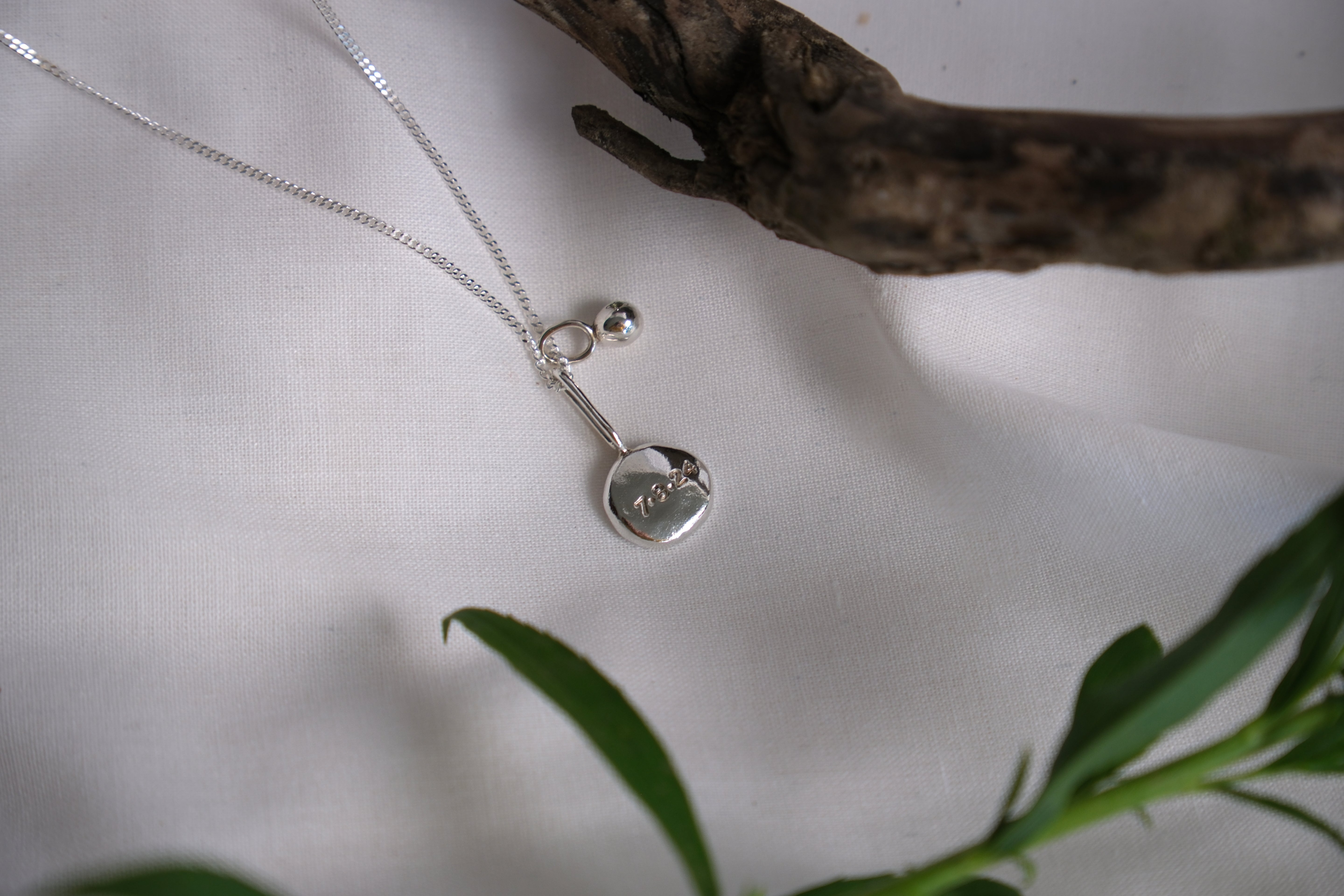 Coriandoli Charm with hand stamped Initial/Date/Zodiac sign & Petite Organic Pepita Charm with Birthstone