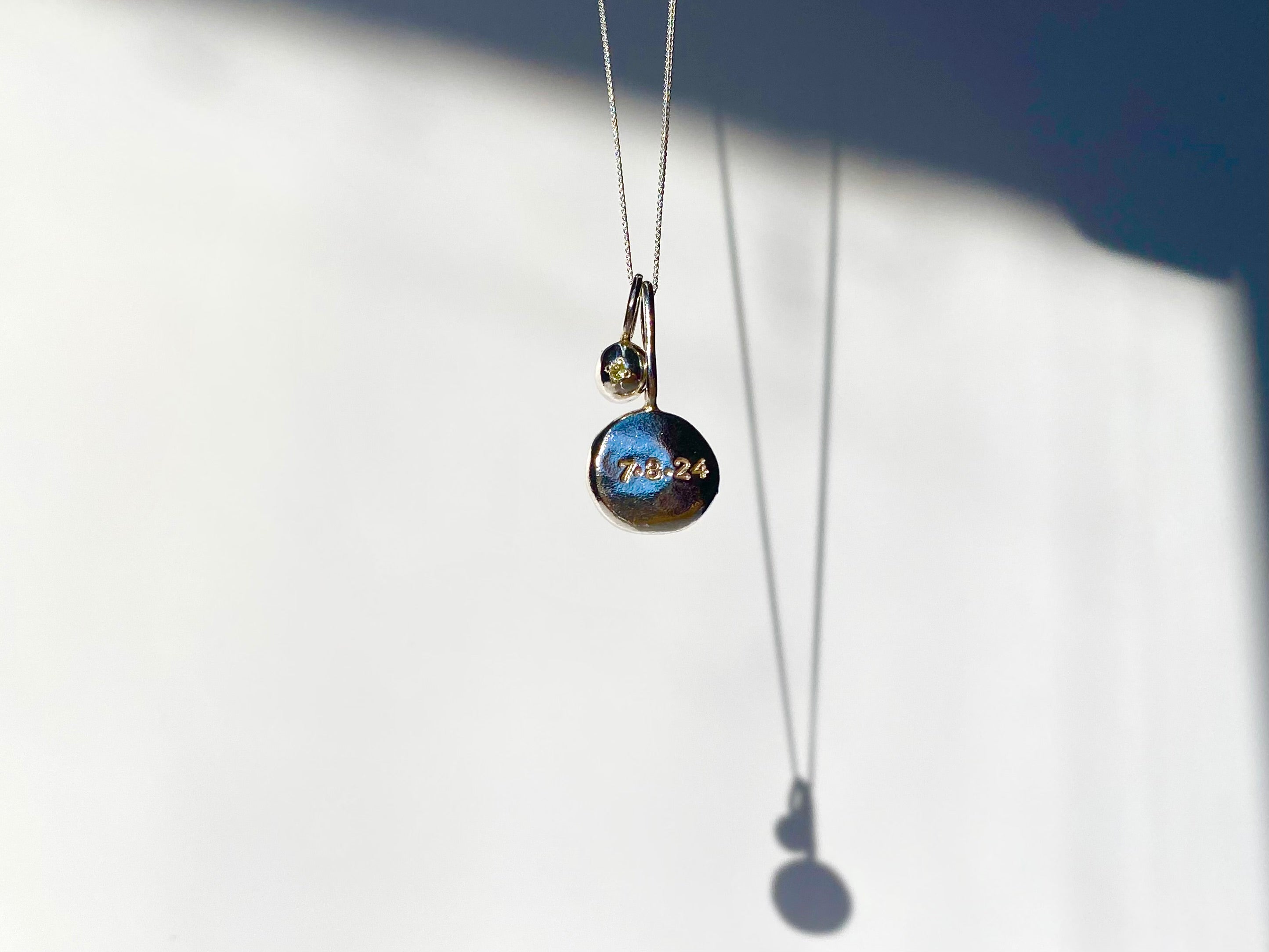 Coriandoli charm necklace with hand stamped initials/ date/ zodiac sign