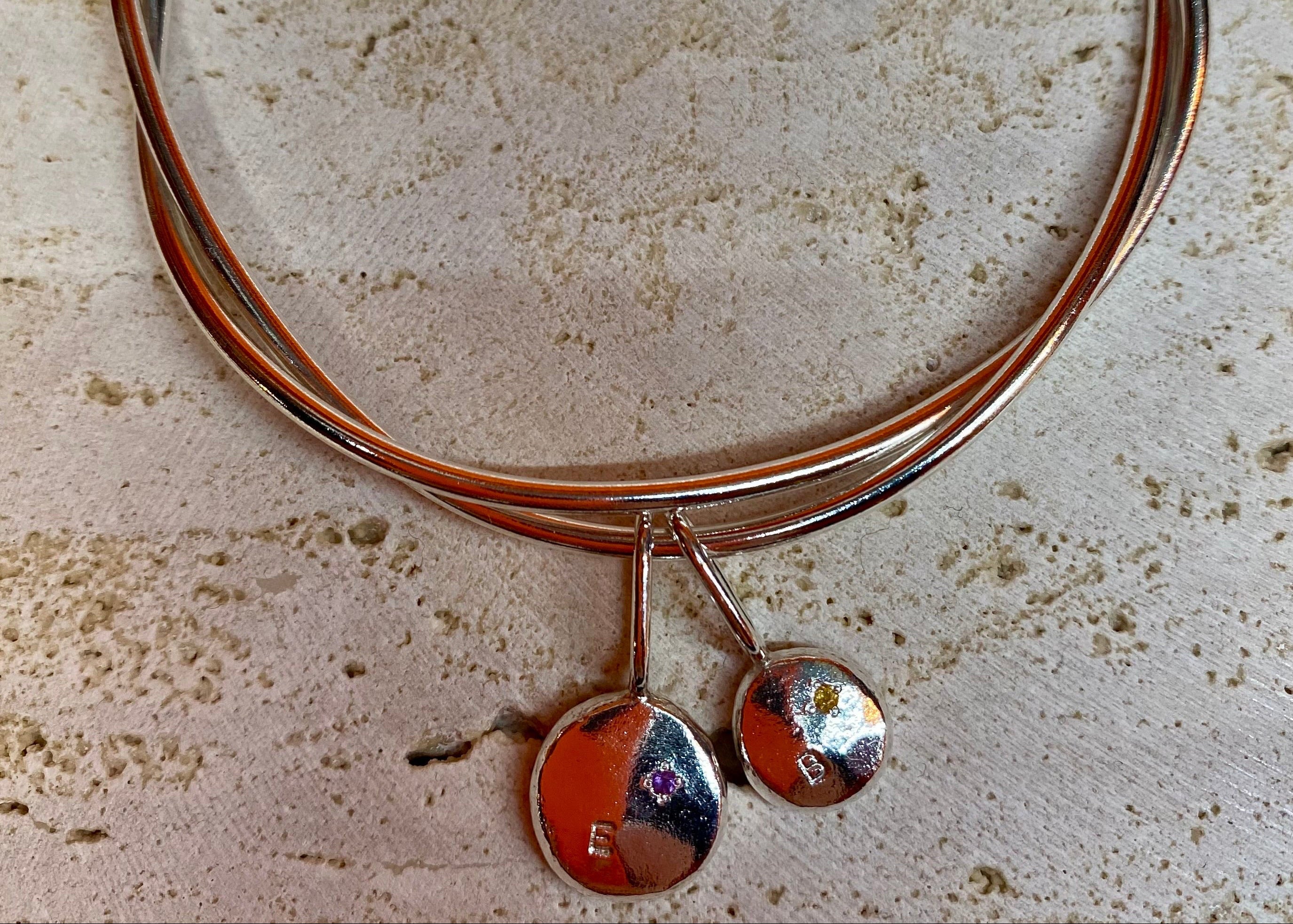 Our roots Coriandoli bangle with birthstone