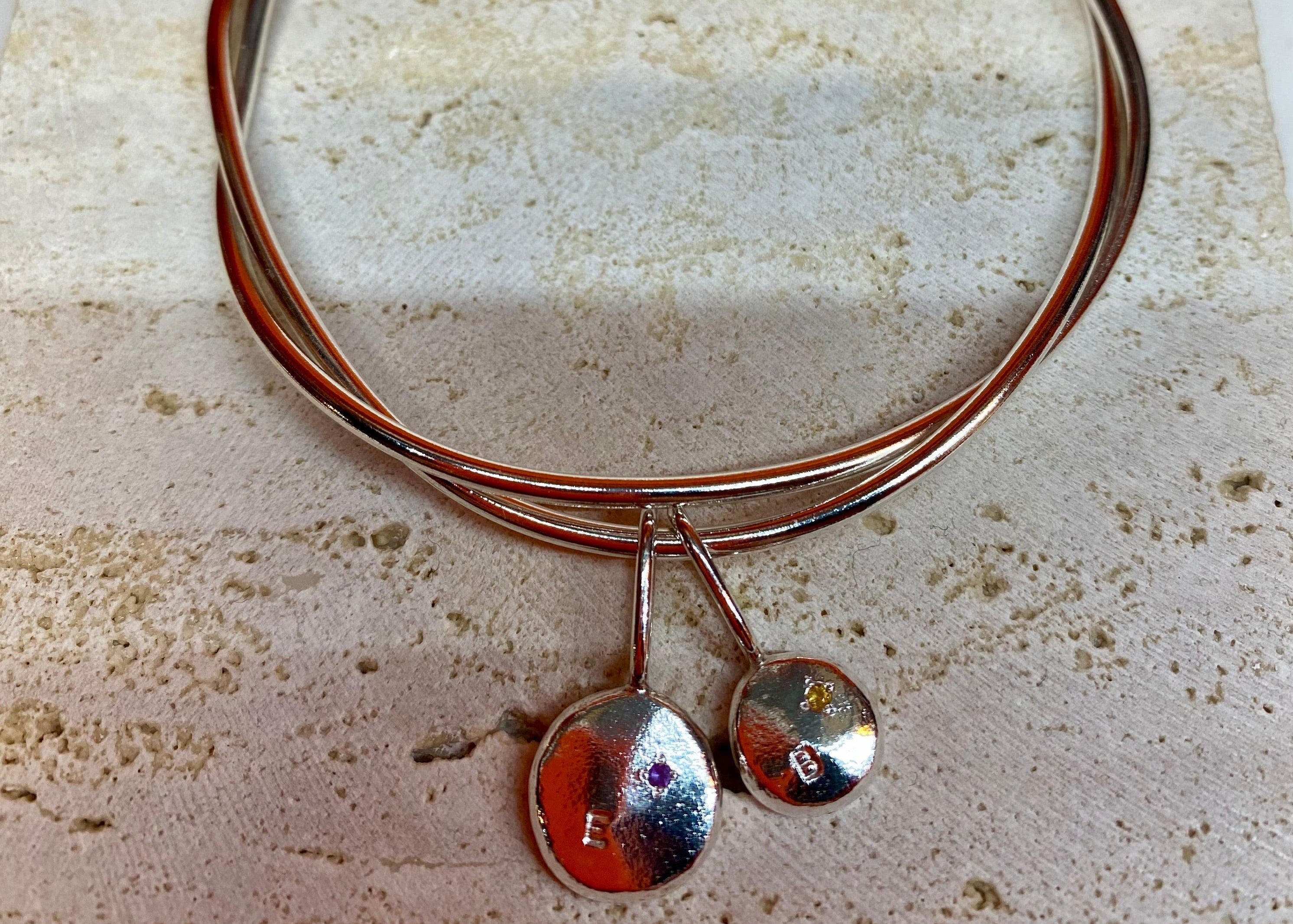 Our roots Coriandoli bangle with birthstone