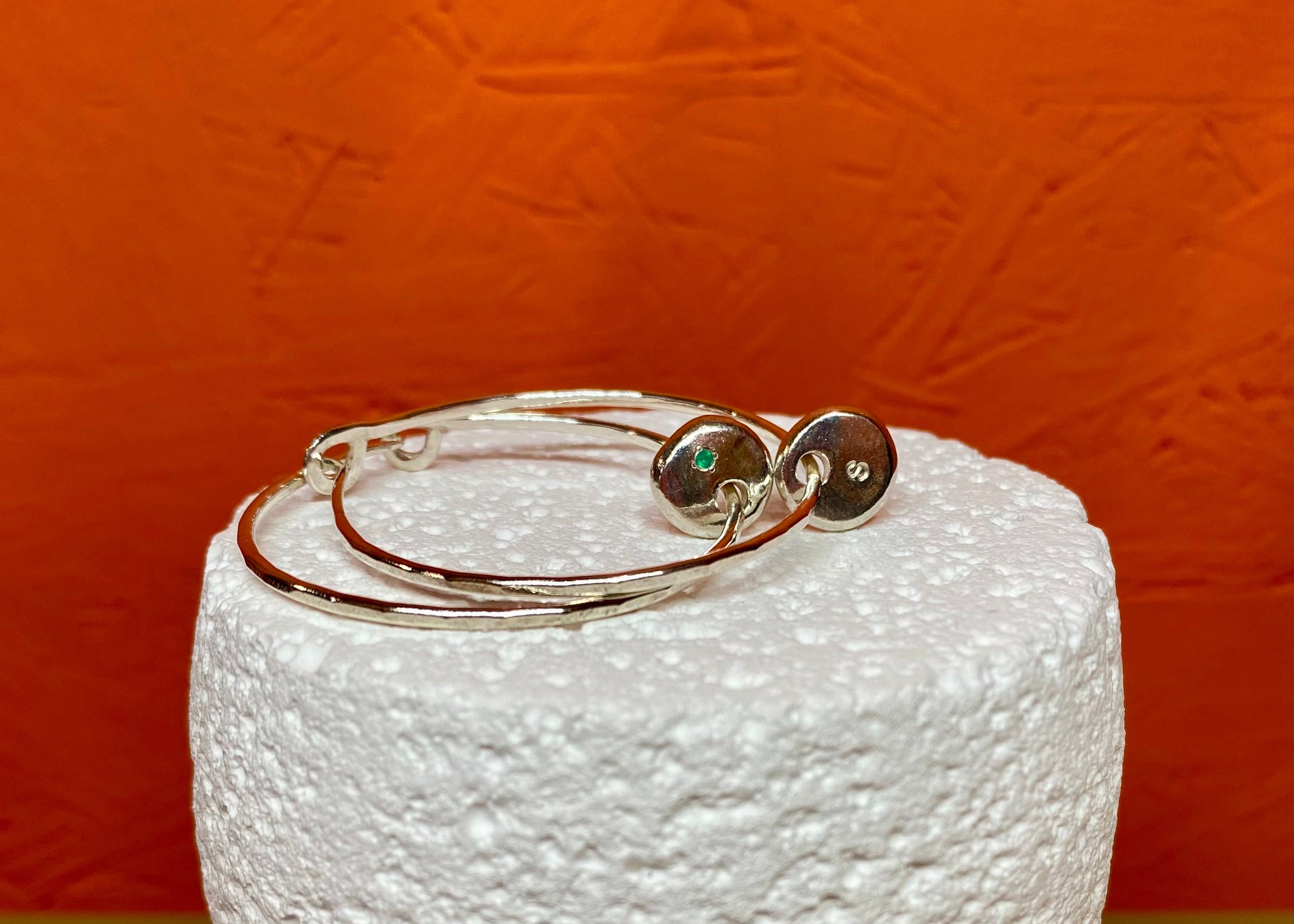 Infinity hoops with Coriandoli charm and birthstone