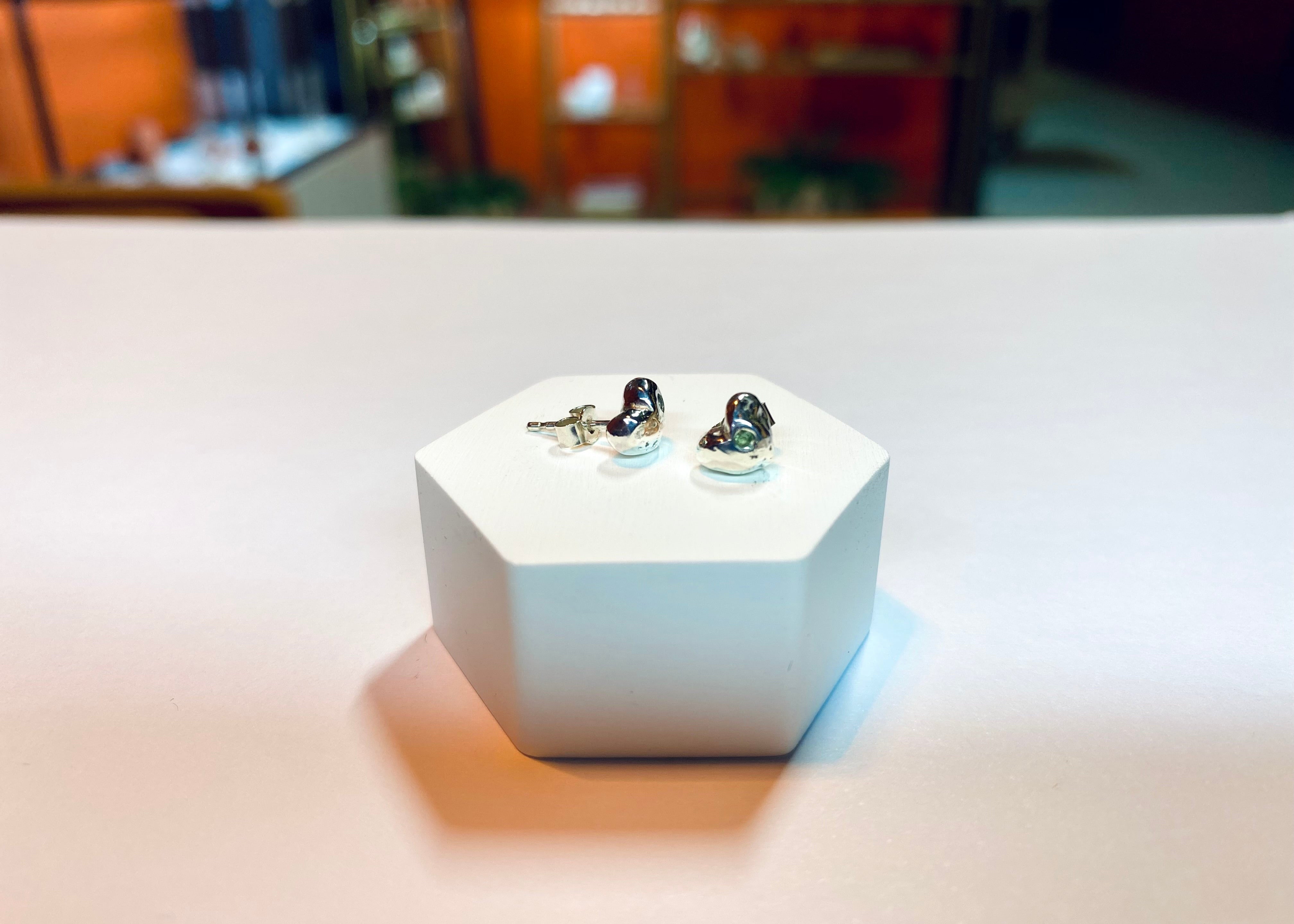 Molten heart studs with birthstone