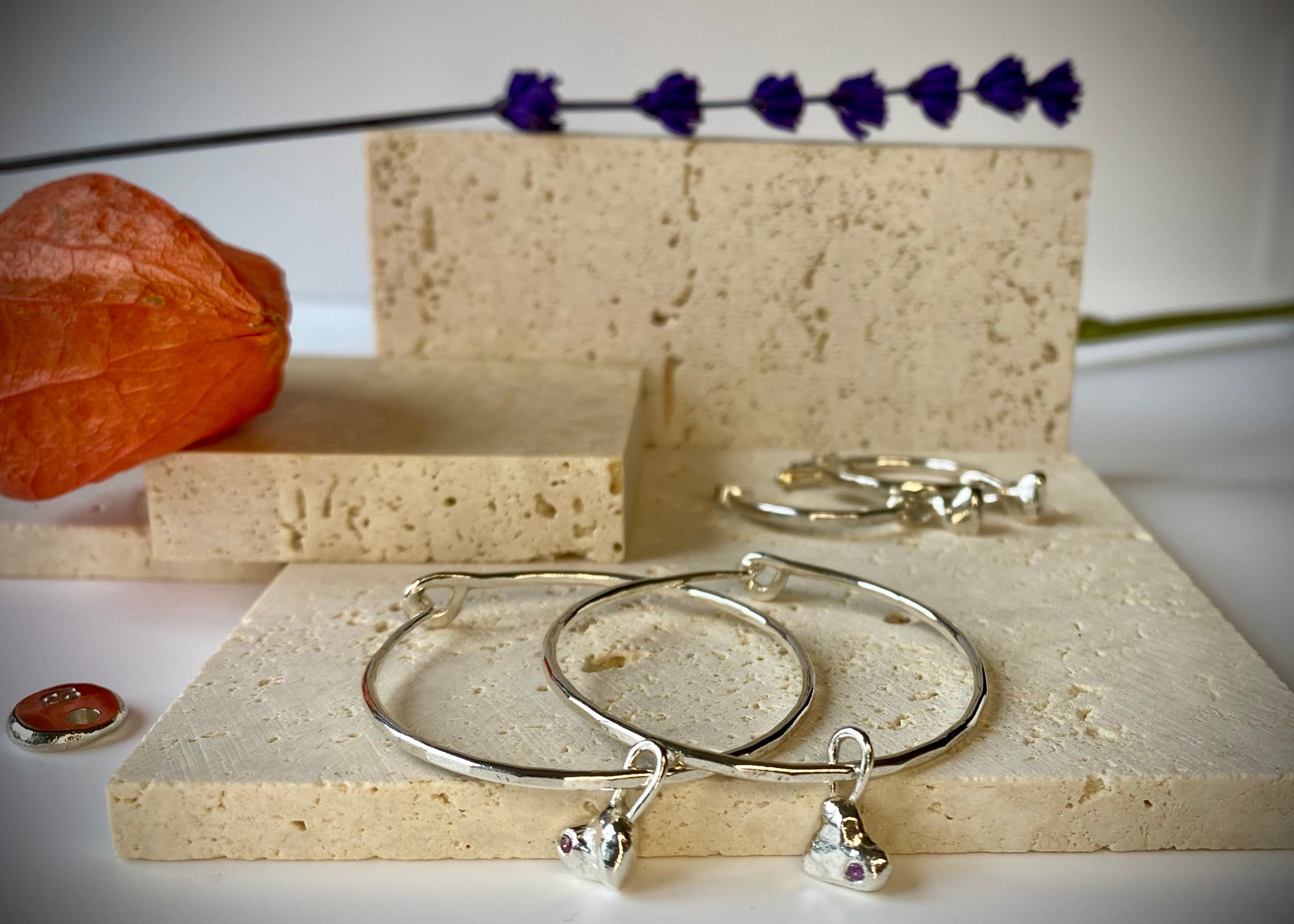 Infinity hoops with Molten Heart charm