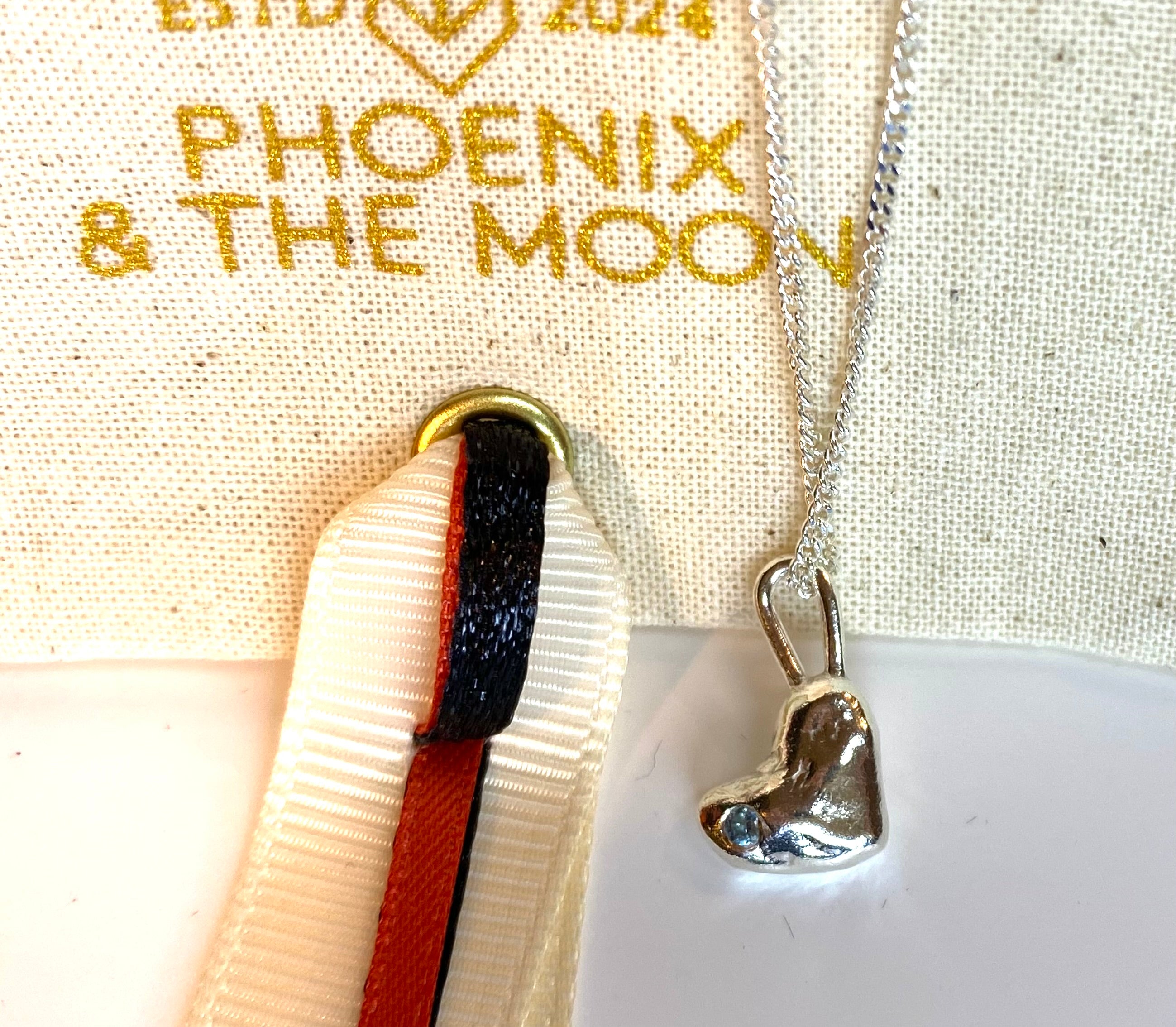 Molten heart charm necklace with birthstone