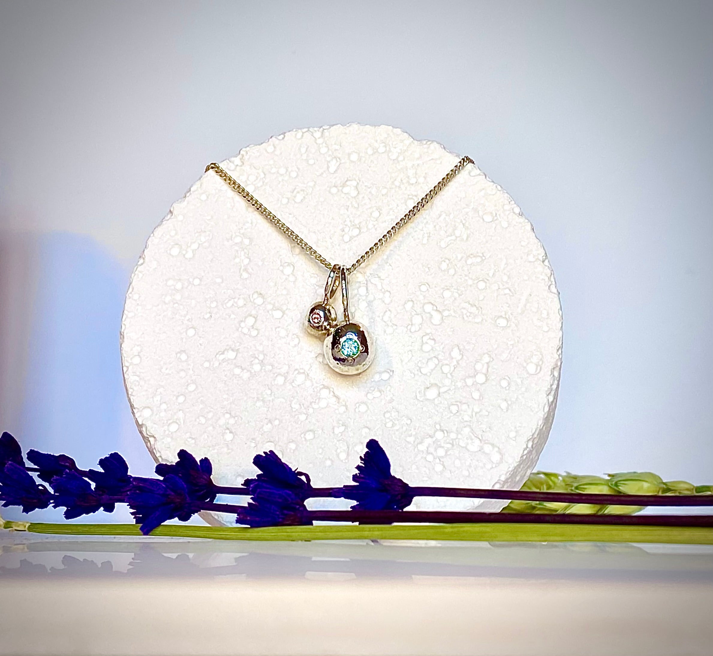 Twin organic Pepita charms necklace