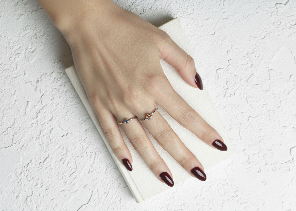 Birthstone organic pepita ring