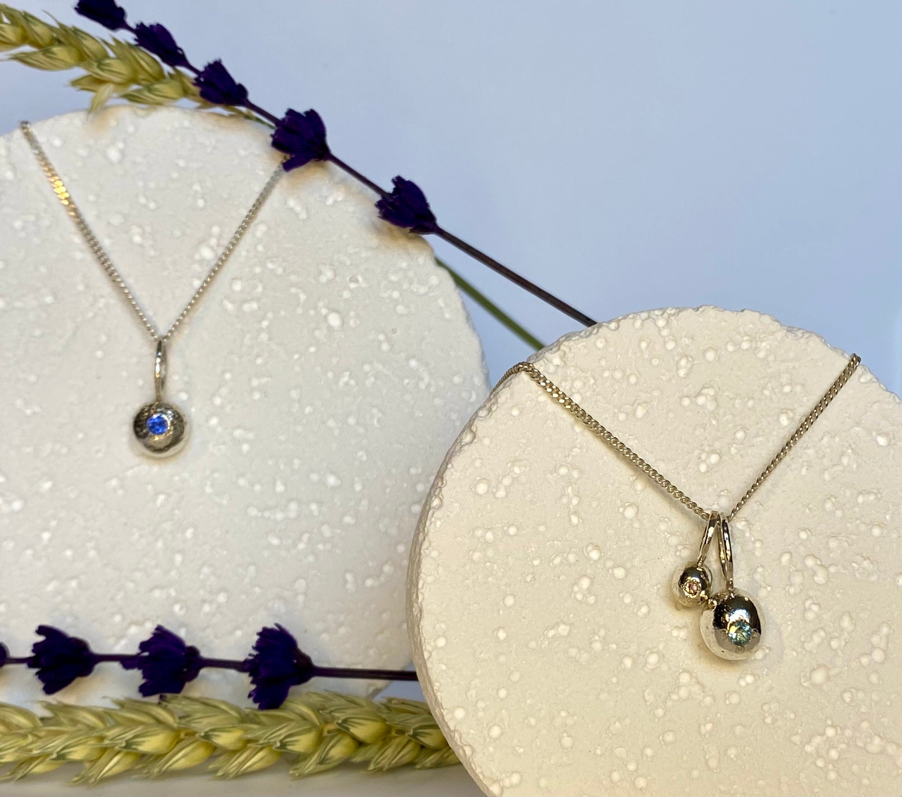 1- organic pepita charm necklace 2- Textured pepita charm necklace 3- Two organic pepitas charms necklace