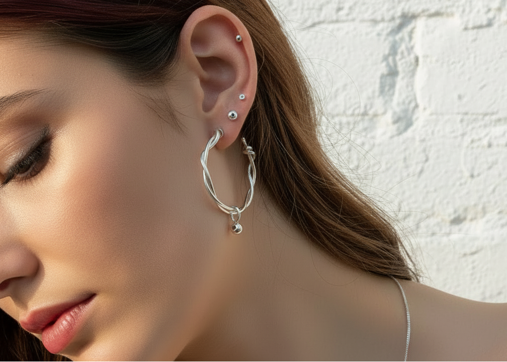 Our roots hoops with birthstone pepita
