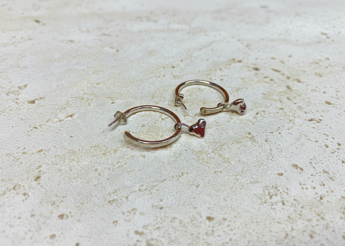 Petite molten heart hoops with birthstone