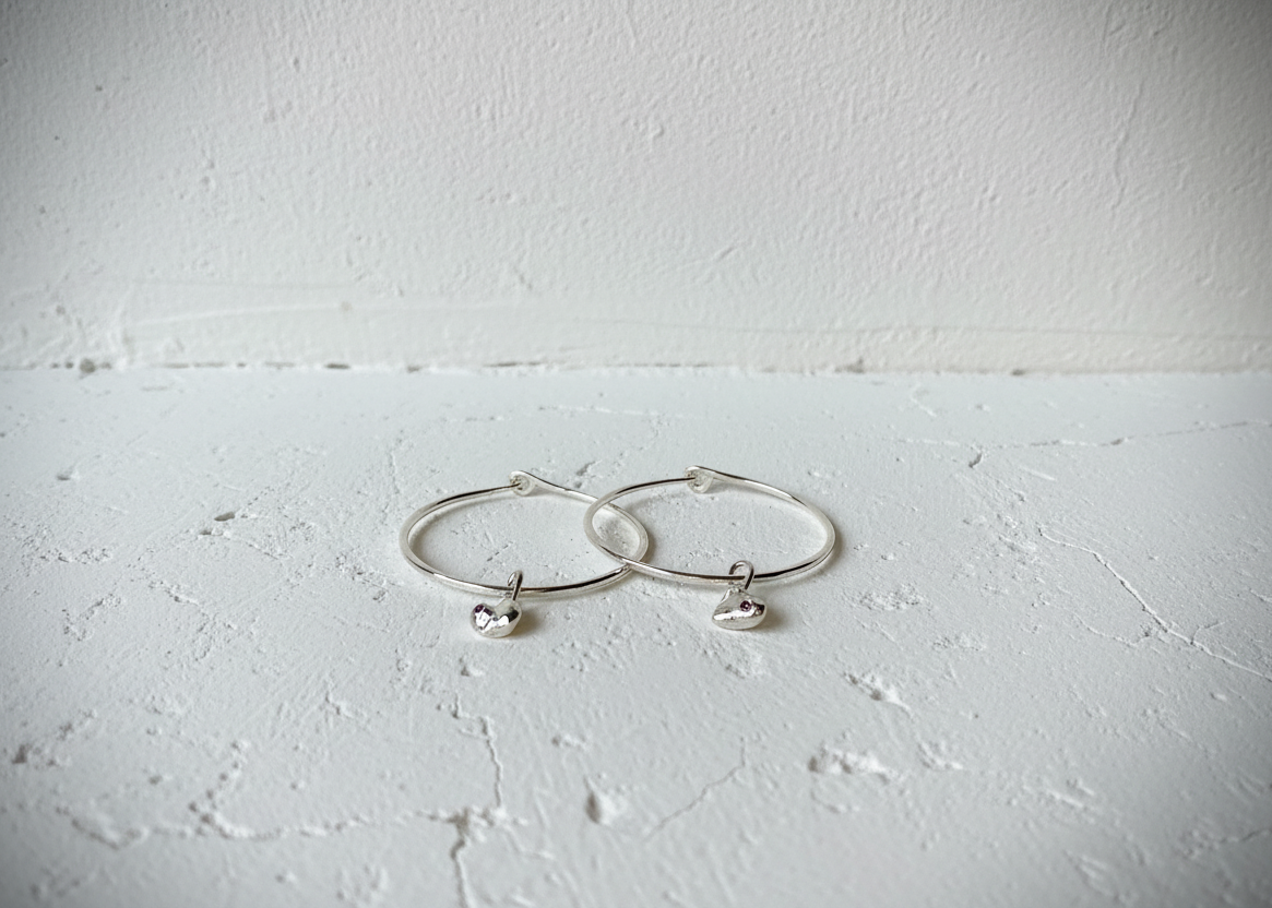 Infinity Molten Heart hoops with birthstone