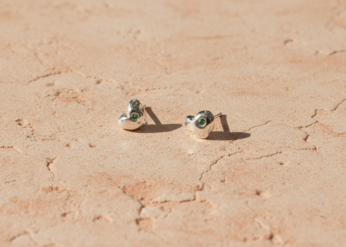 Molten heart studs with birthstone