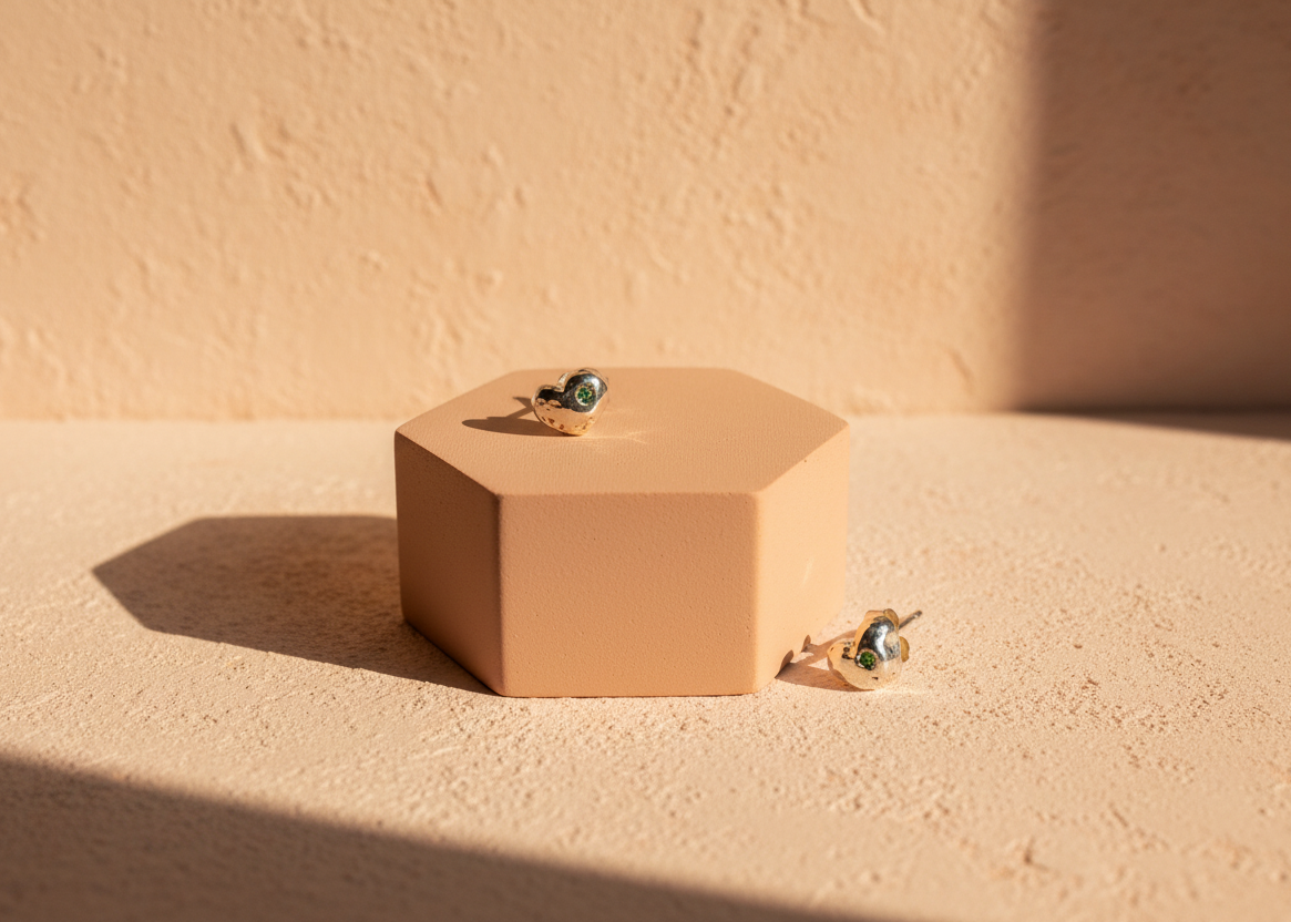 Molten heart studs with birthstone