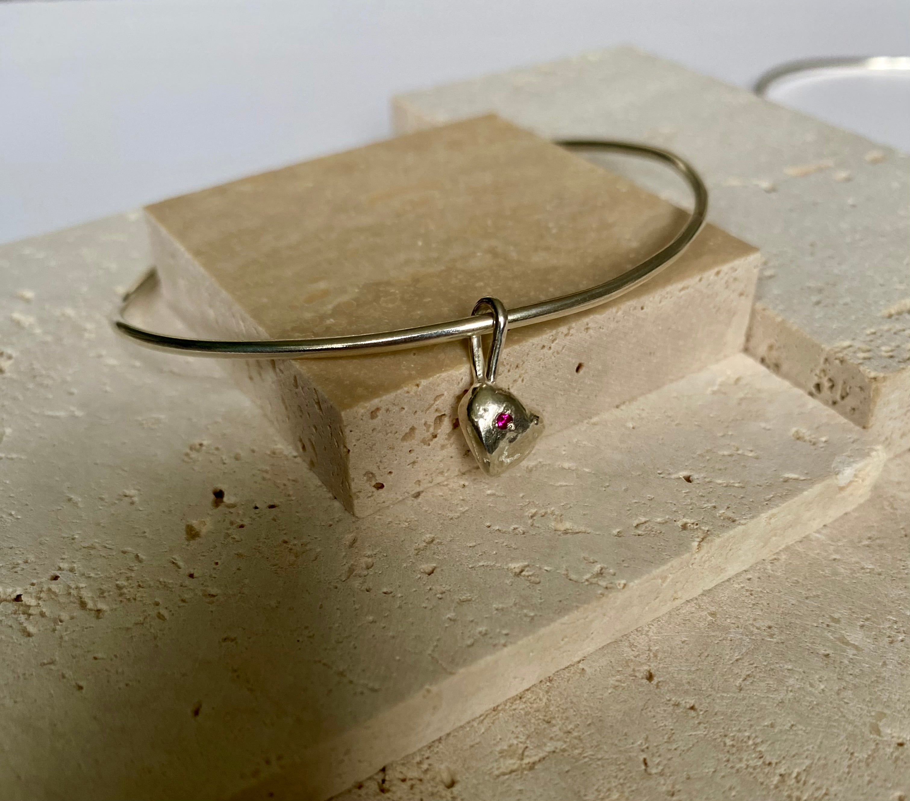 Molten Heart charm organic bangle