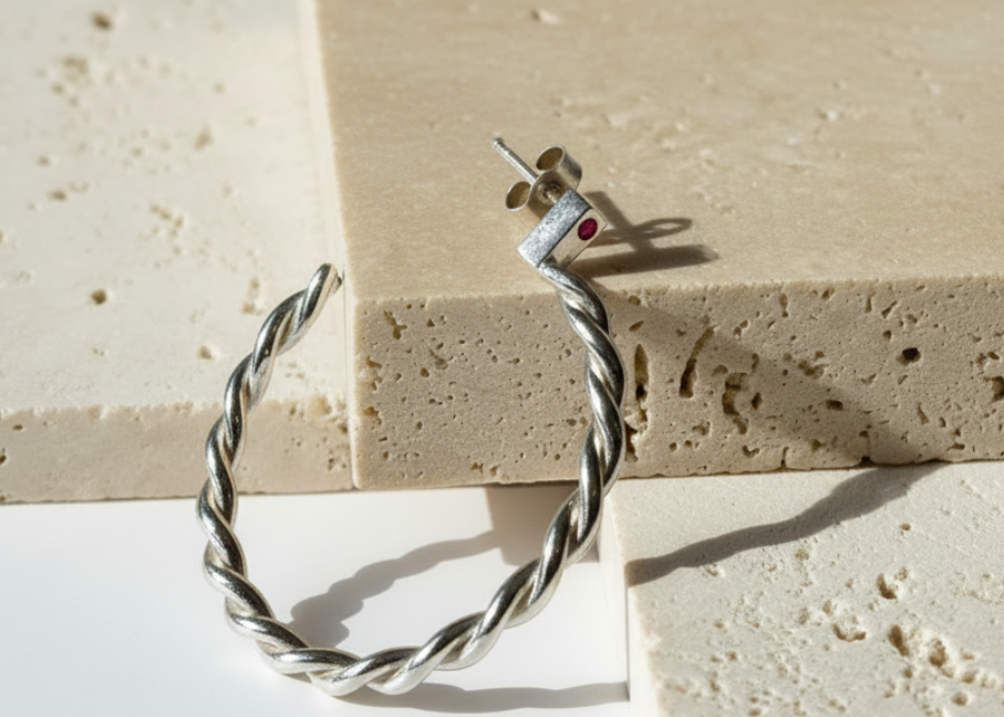 Entwined Hoops With Birthstone